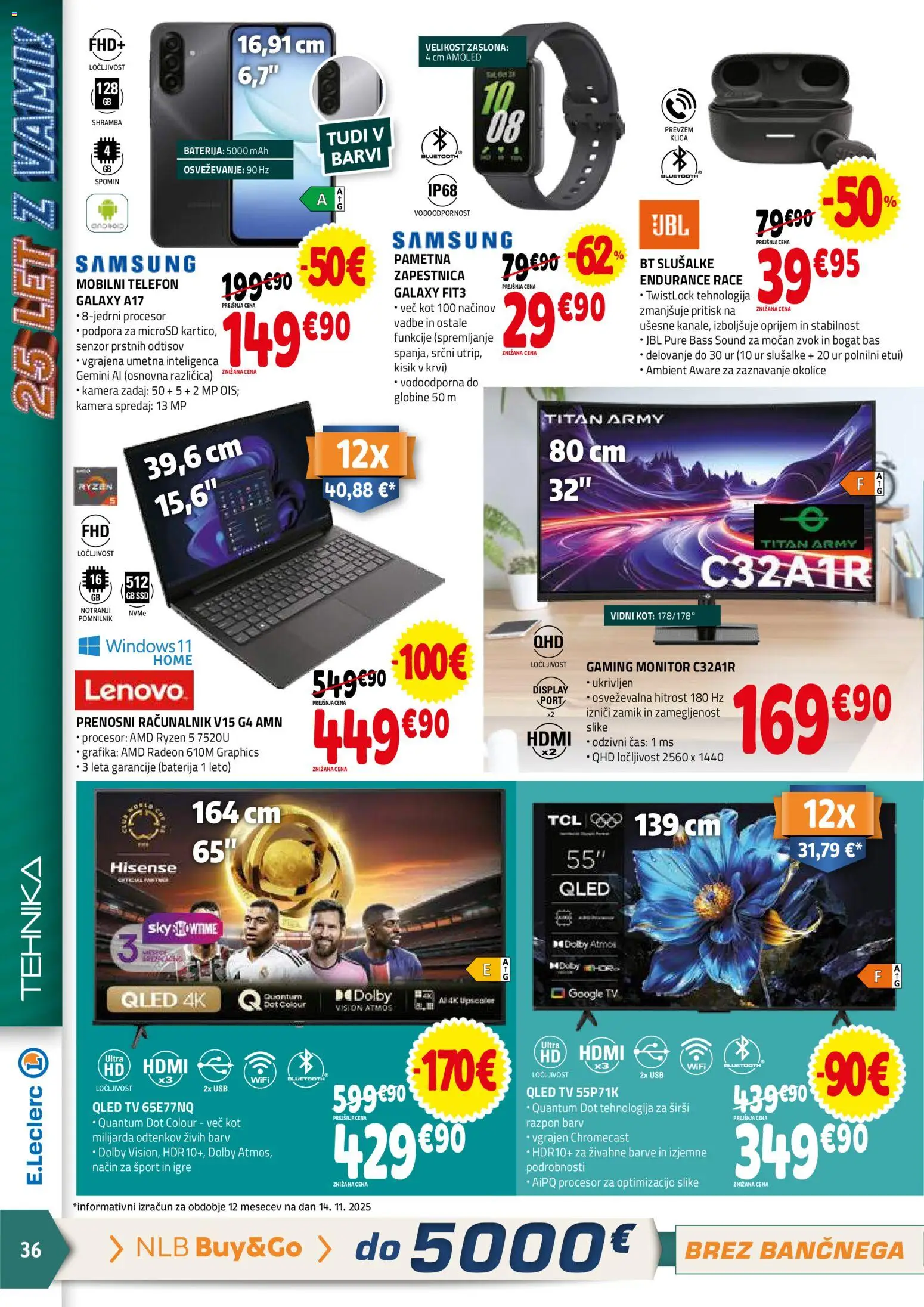 Novi E.leclerc katalog ponudbe – veljaven od 26.11.2025 | Stran: 36 | Izdelki: Telefon, Racunalnik, Tv, Usb