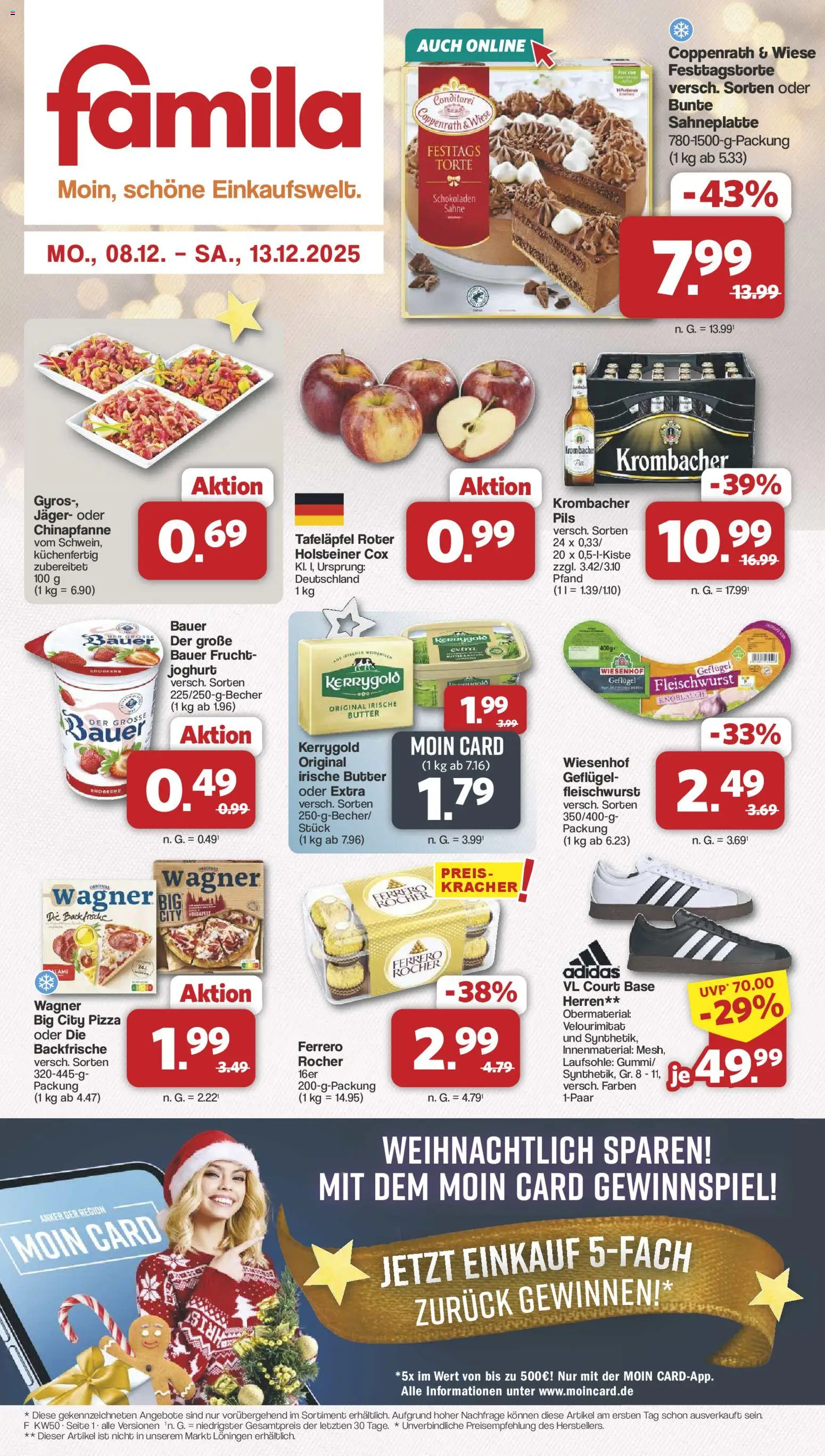 Famila Nordwest Prospekt 	 – gültig ab 08.12.2025 | Seite: 1 | Produkte: Joghurt, Gyros, Krombacher, Sahne