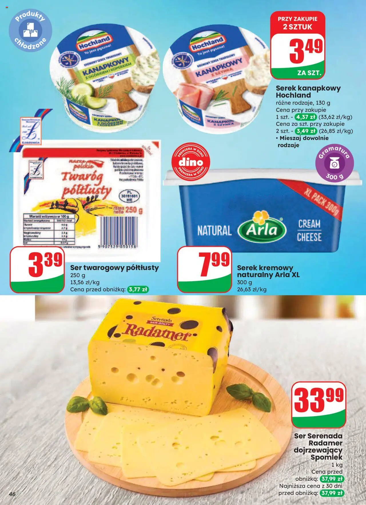 Dino Gazetka od 20.08.2025 | Strona: 46 | Produkty: Serek kanapkowy, Cream cheese, Szynka, Twaróg
