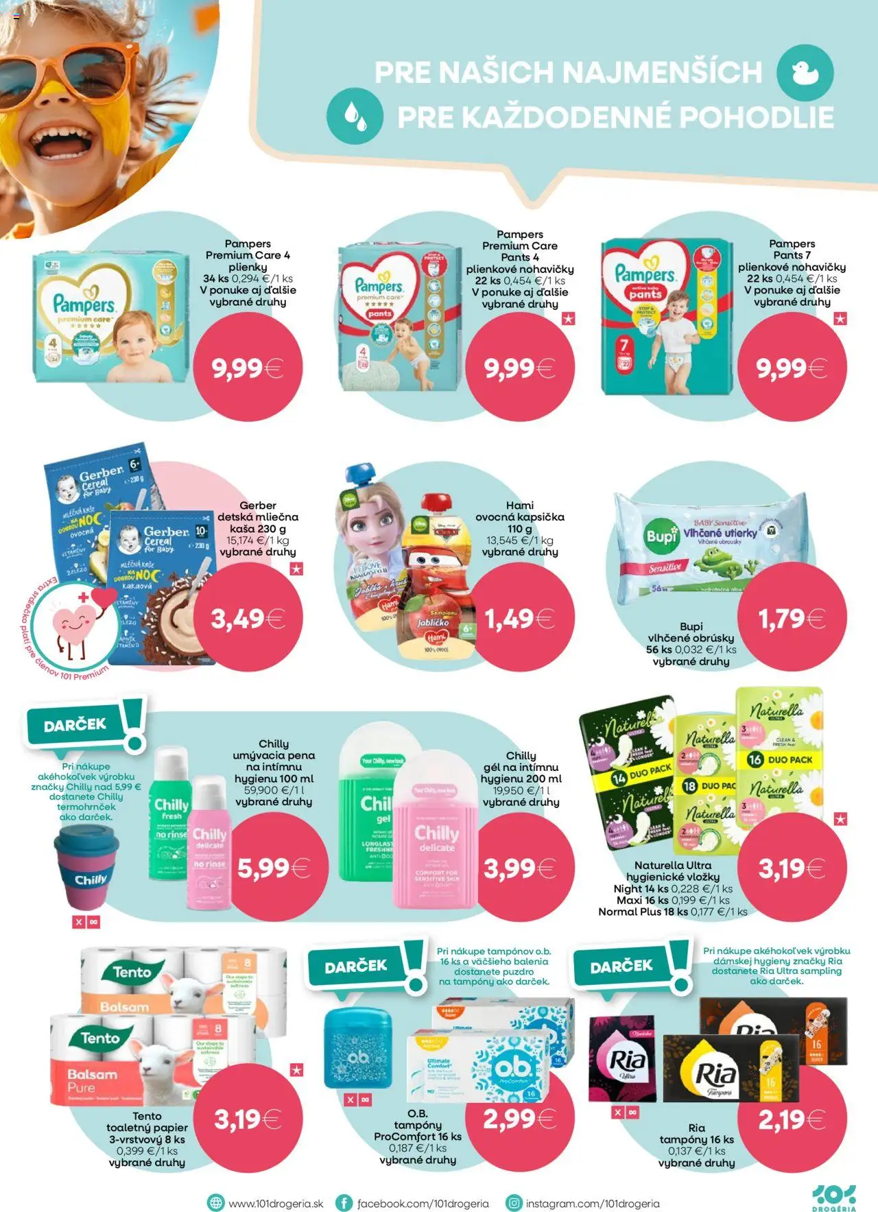 101 drogerie leták │ platný od 23.07.2025 | Strana: 9 | Produkty: Pampers Premium Care, Toaletný papier, Nohavičky, Pampers