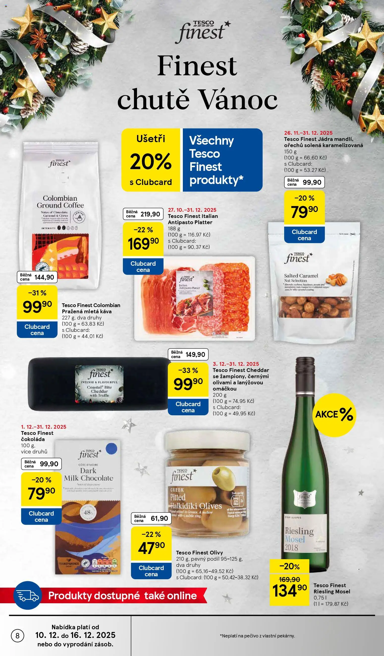 Tesco leták - Hypermarket od 10.12.2025 | Strana: 8 | Produkty: Finest, Pečivo, Olivy, Mletá káva