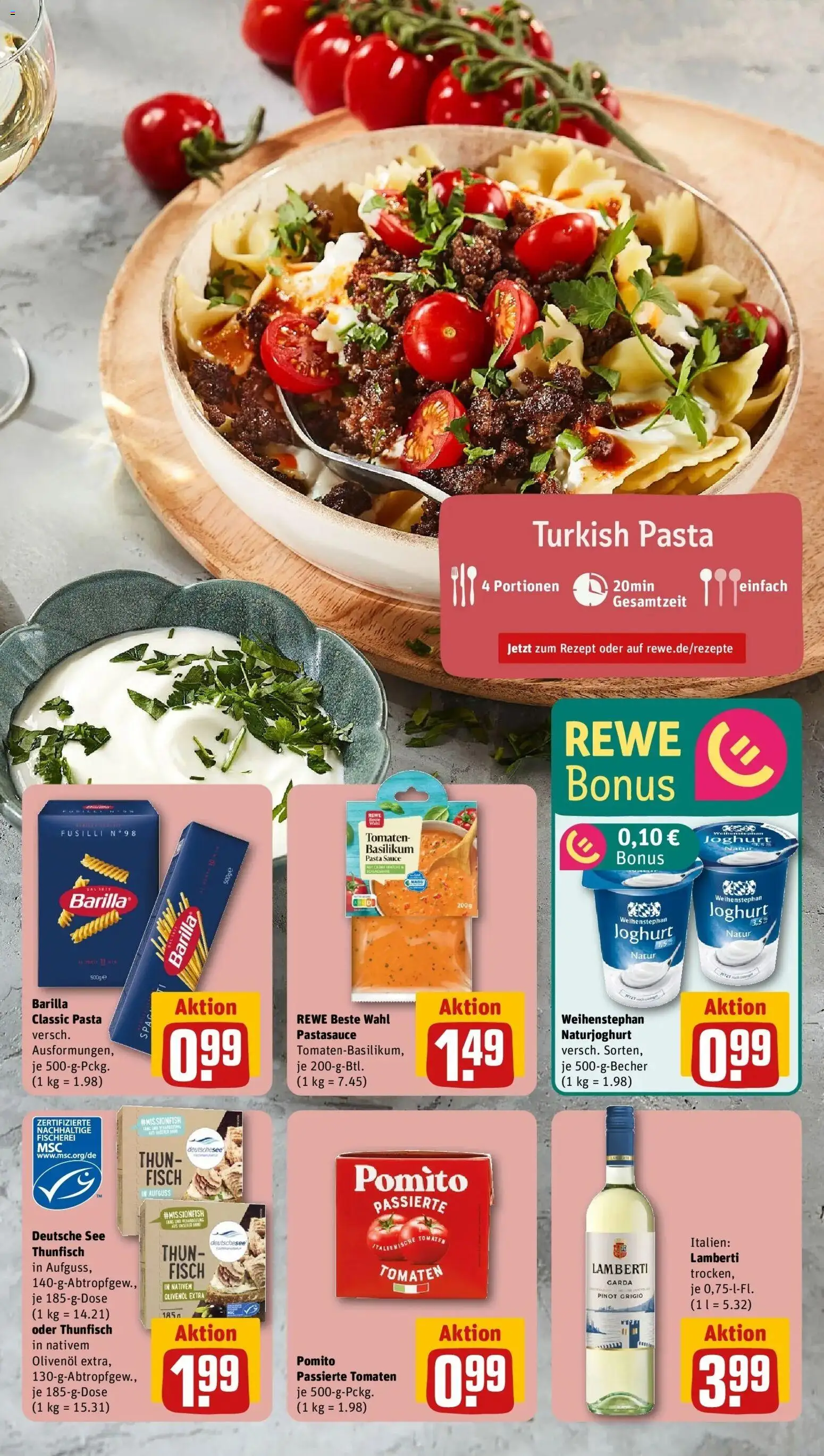 Rewe Prospekt Essen	 – gültig ab 13.04.2026 | Seite: 19 | Produkte: Barilla, Thunfisch, Tomaten, Pasta