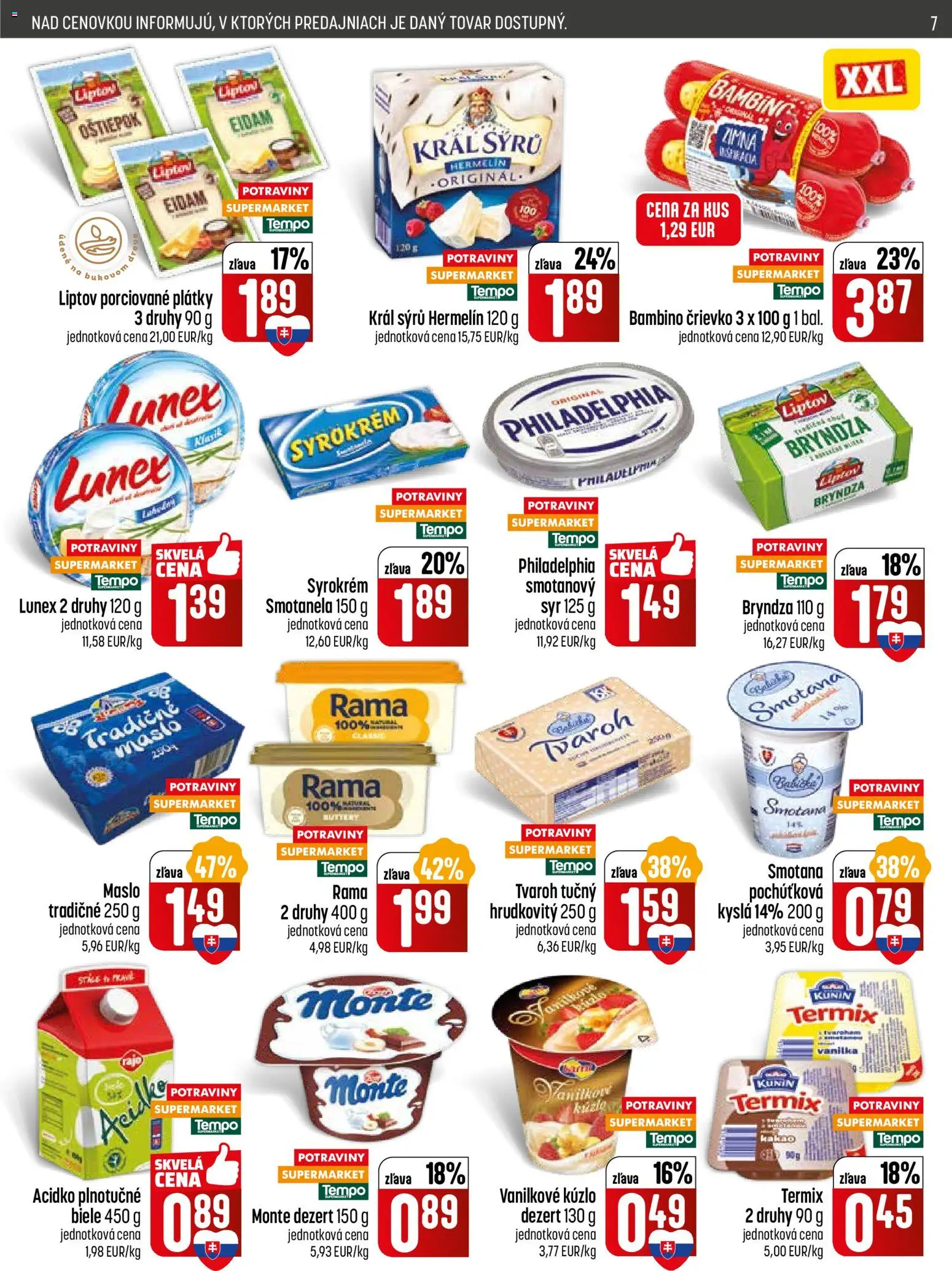 Nové COOP Jednota akcie – leták je platný od 05.02.2026 | Strana: 7 | Produkty: Maslo, Smotana, Eidam, Rama