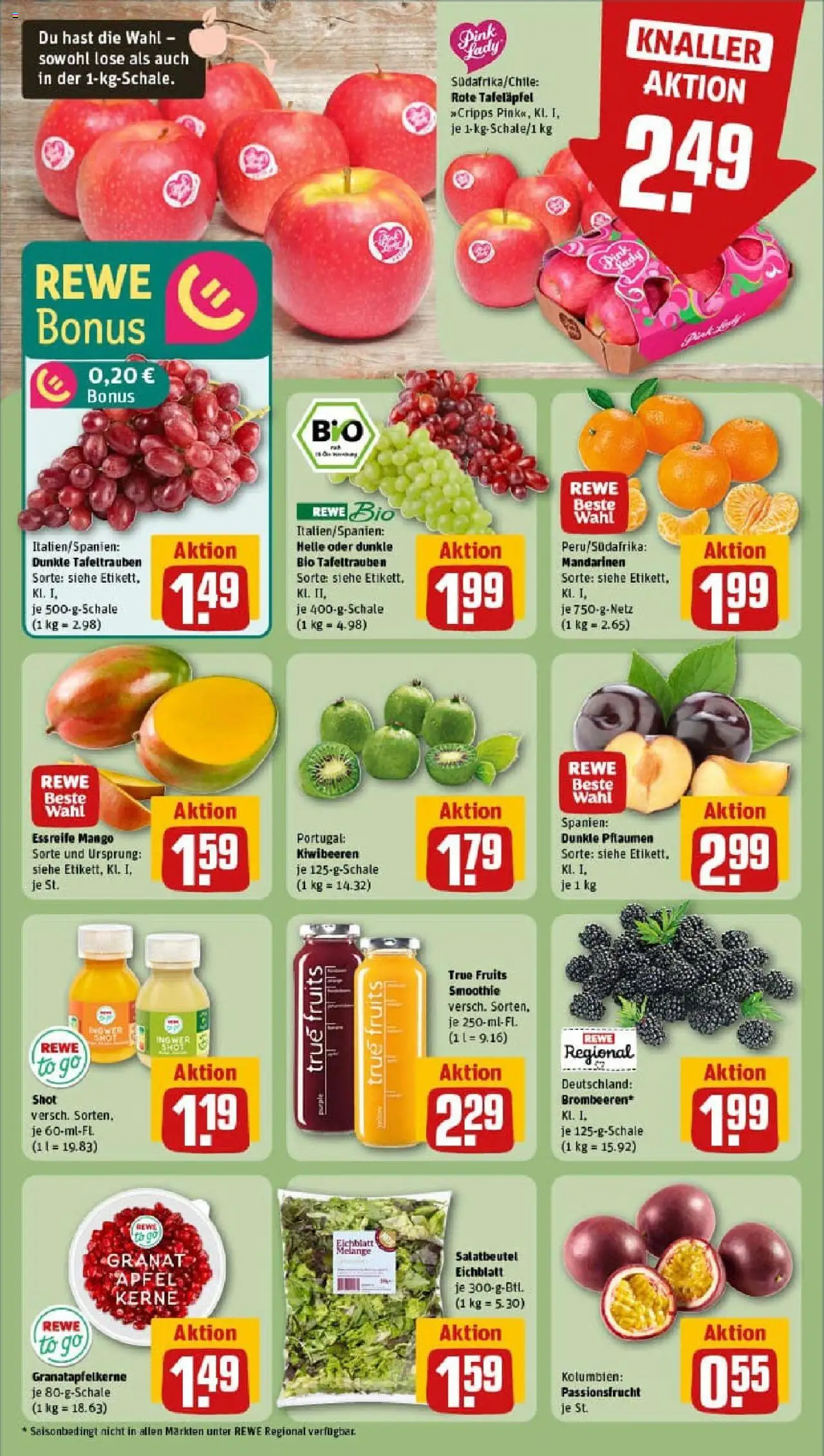 Rewe prospekt Aschaffenburg / Damm	 – gültig ab 01.09.2025 | Seite: 8 | Produkte: Pflaumen, Äpfel, Mandarinen, Kiwi