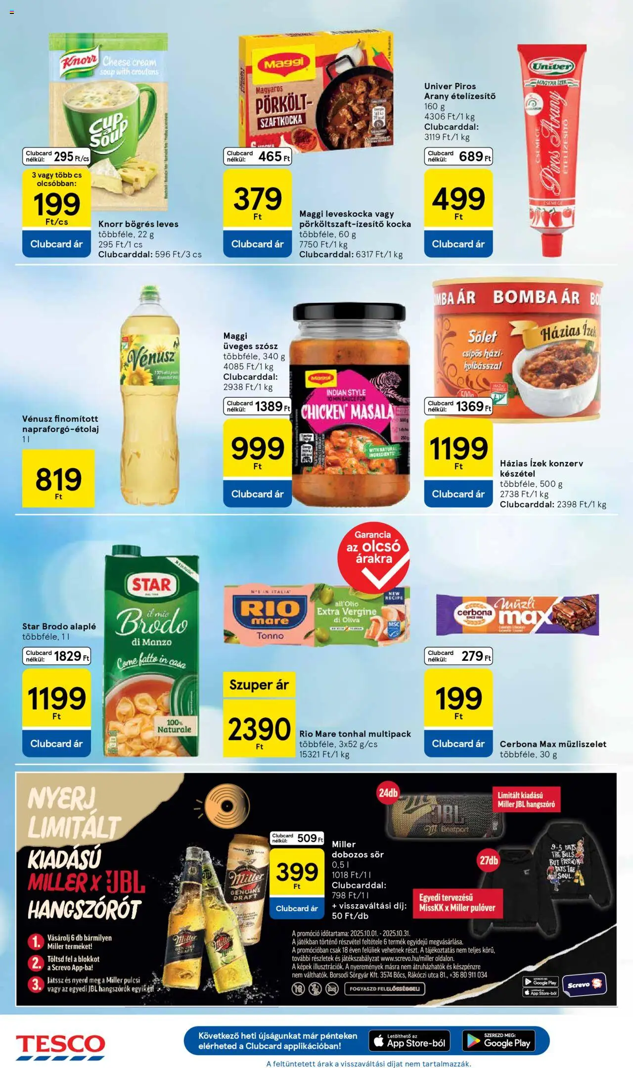 Tesco akciós ujság - amely érvényes a következő dátumtól: 09.10.2025 | Oldal: 22 | Termékek: Hangszóró, Sör, Pulóver, Szósz