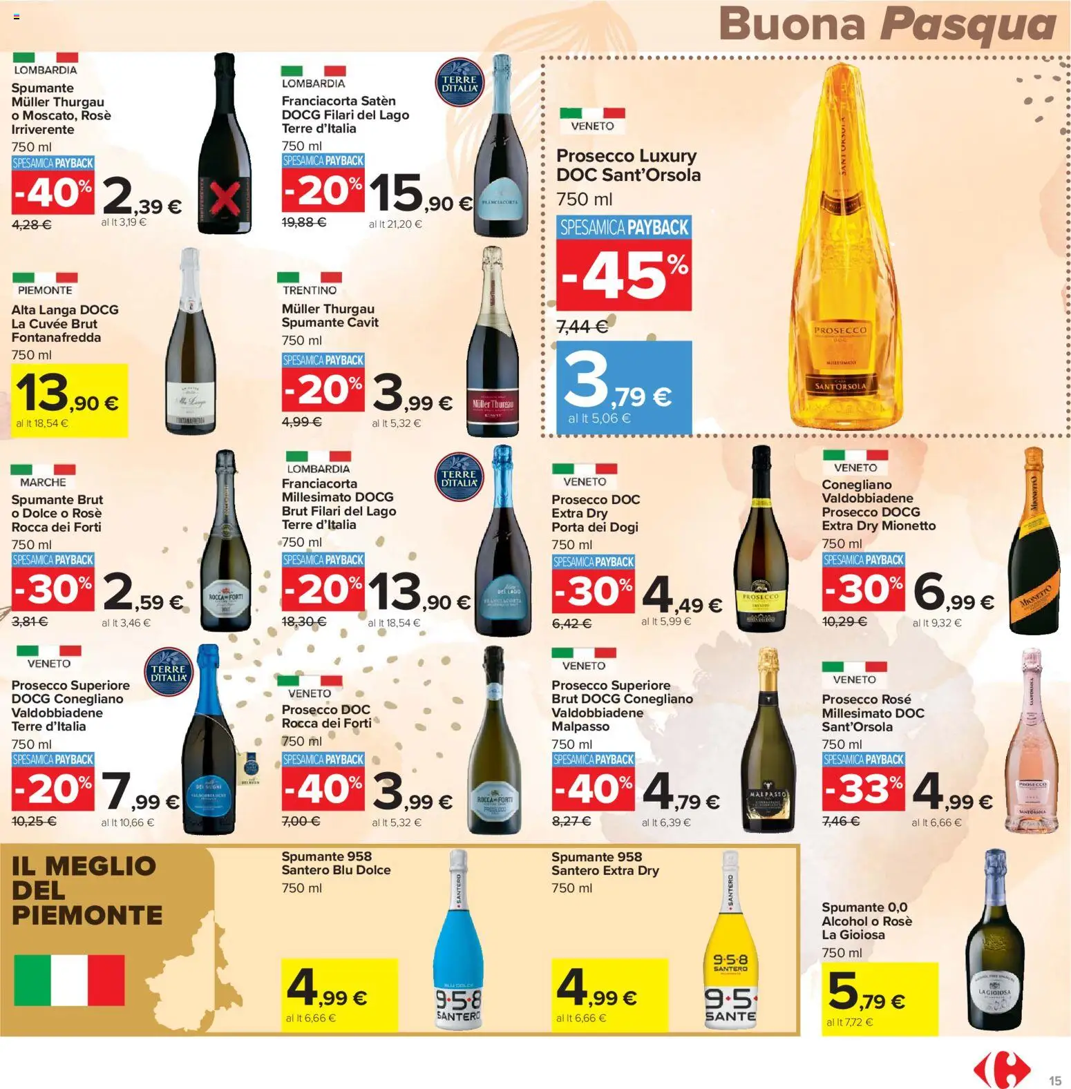 Volantino Carrefour del 24.03.2026 | Pagina: 15 | Prodotti: Prosecco, Spumante