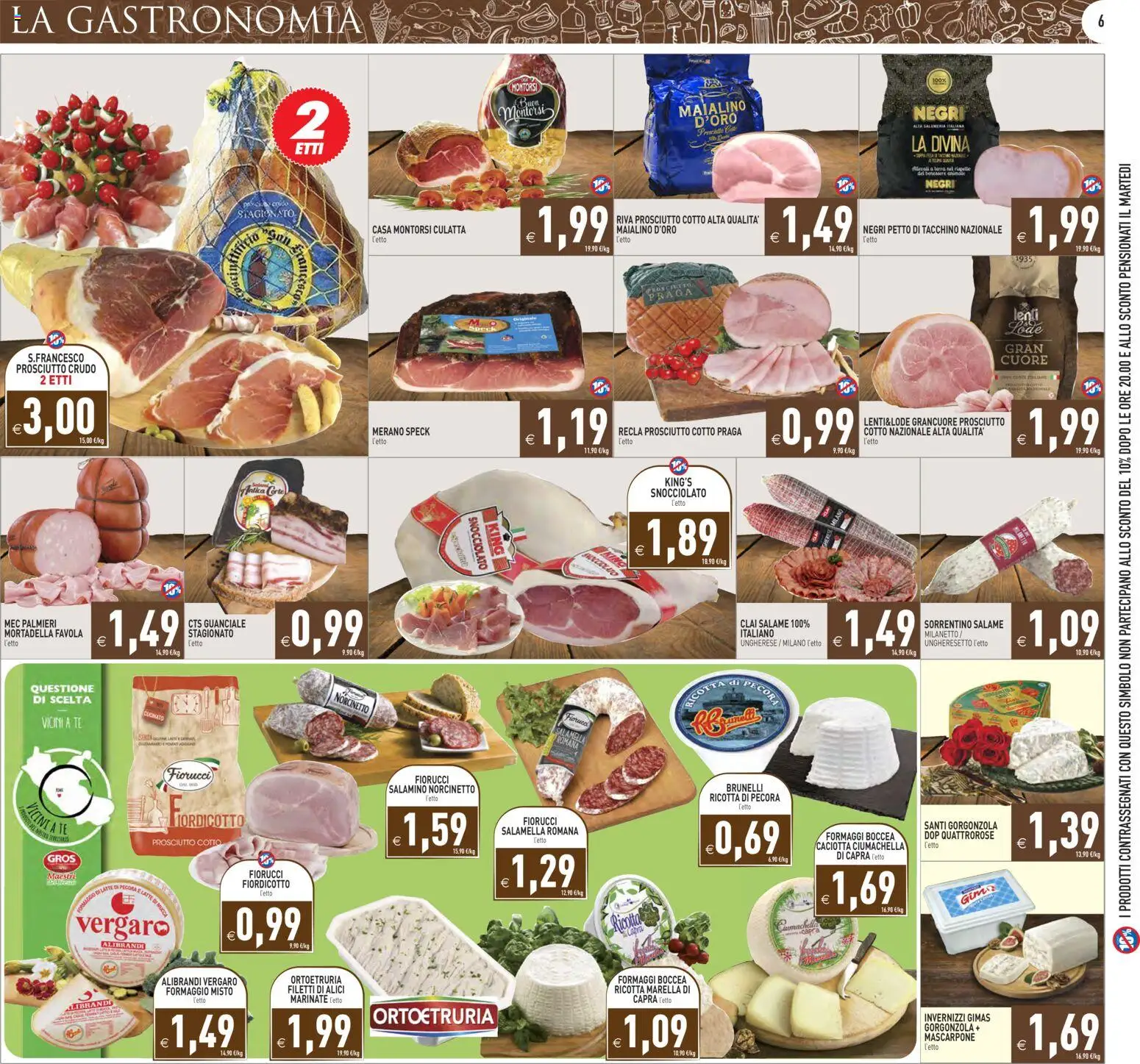 Volantino PIM Supermercati del 06.03.2026 | Pagina: 6 | Prodotti: Speck, Prosciutto Crudo, Gorgonzola, Alici