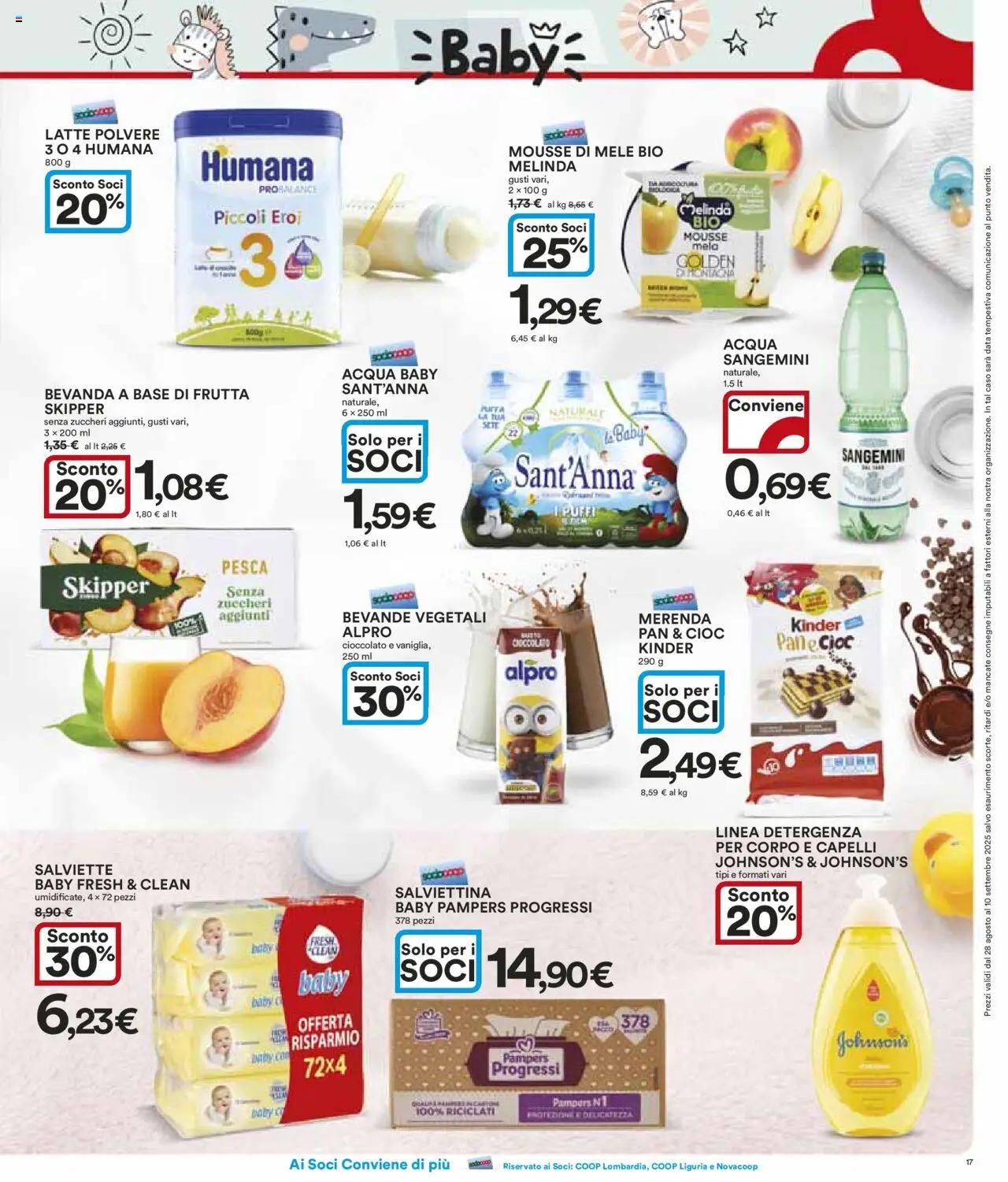 Volantino Ipercoop del 28.08.2025 | Pagina: 17 | Prodotti: Cioccolato, Acqua, Pasta, Pampers