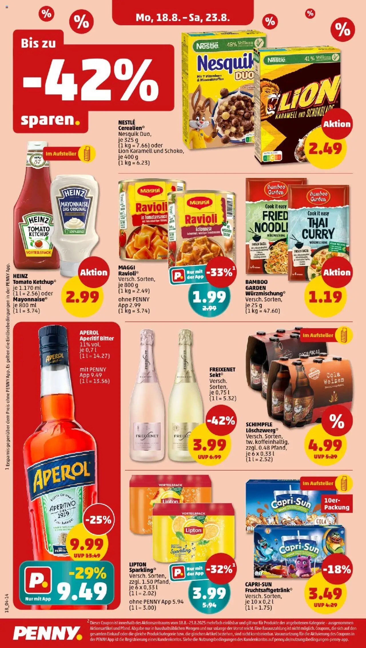 Penny - Baden-Württemberg - gültig ab dem 18.08.2025 | Seite: 18 | Produkte: Cola, Freixenet, Aperol, Ketchup