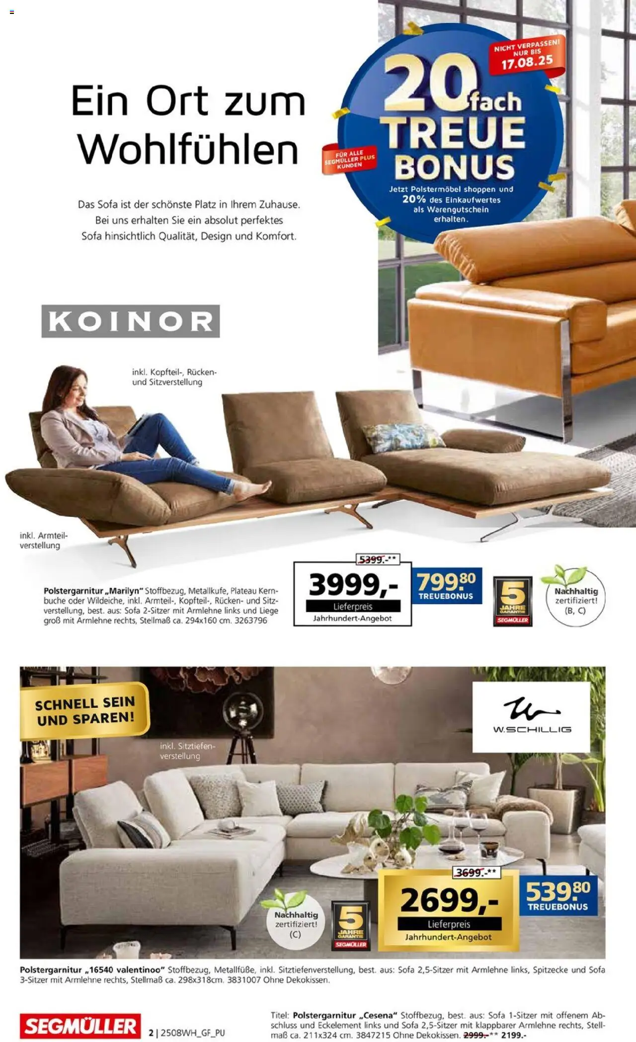 Segmüller Wohndesign - gültig ab dem 02.08.2025 | Seite: 2 | Produkte: Sofa, Liege
