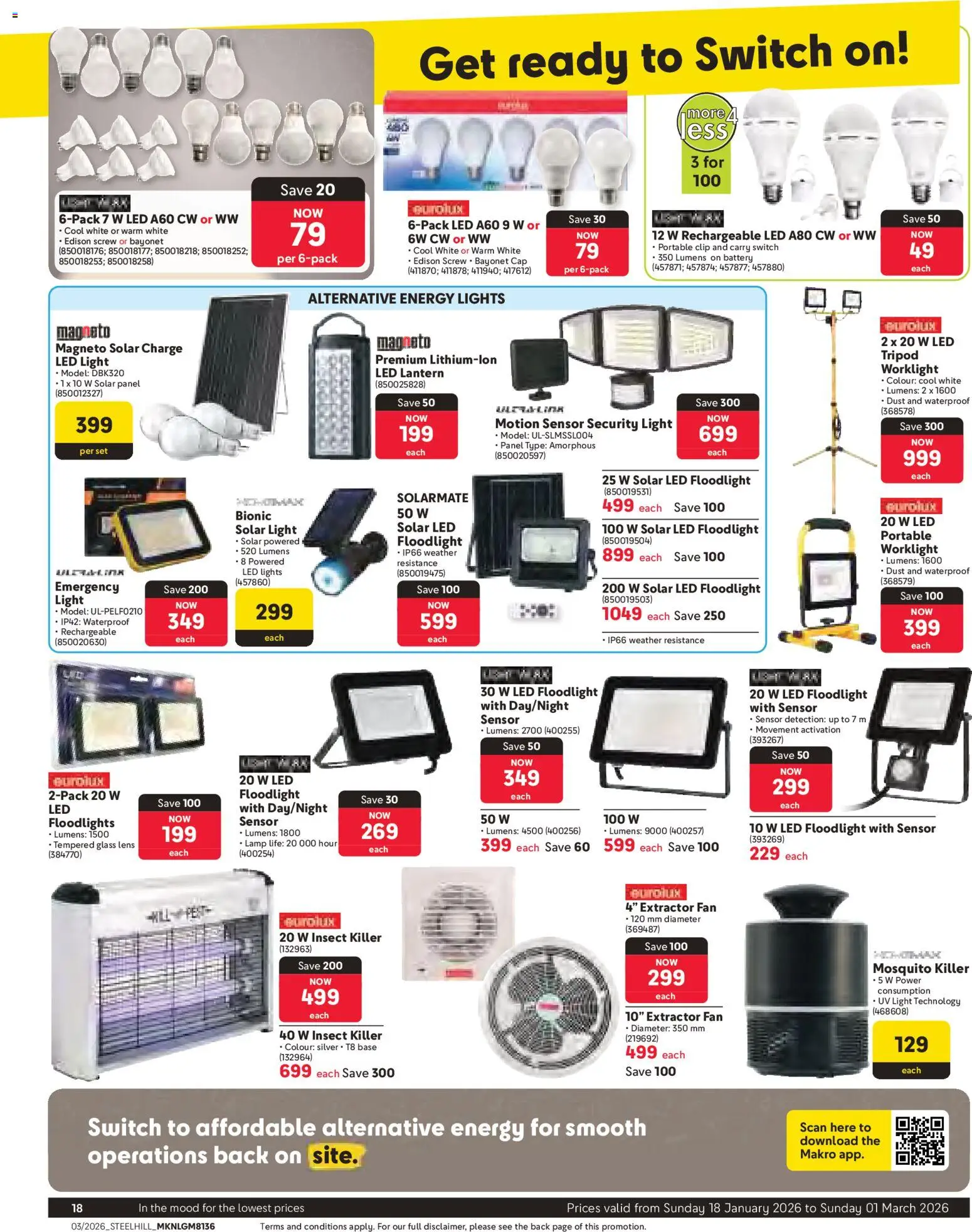 New Makro catalogue – valid from 18.01.2026 | Page: 18 | Products: Fan, Battery, Light, Switch