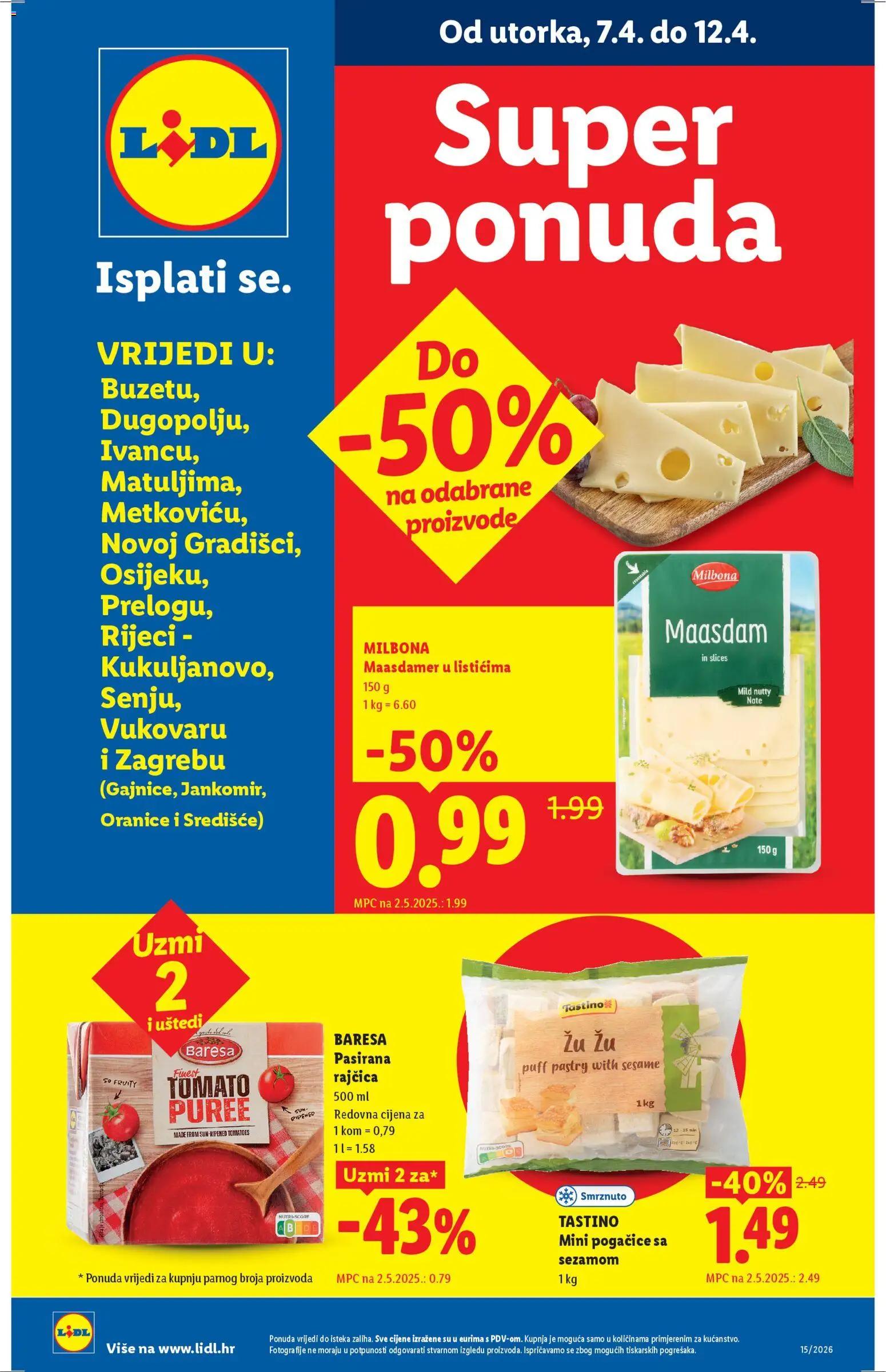Lidl katalog | vrijedi od 07.04.2026 | Stranica: 1 | Proizvodi: Pogačice, Pasirana rajčica, Rajčica