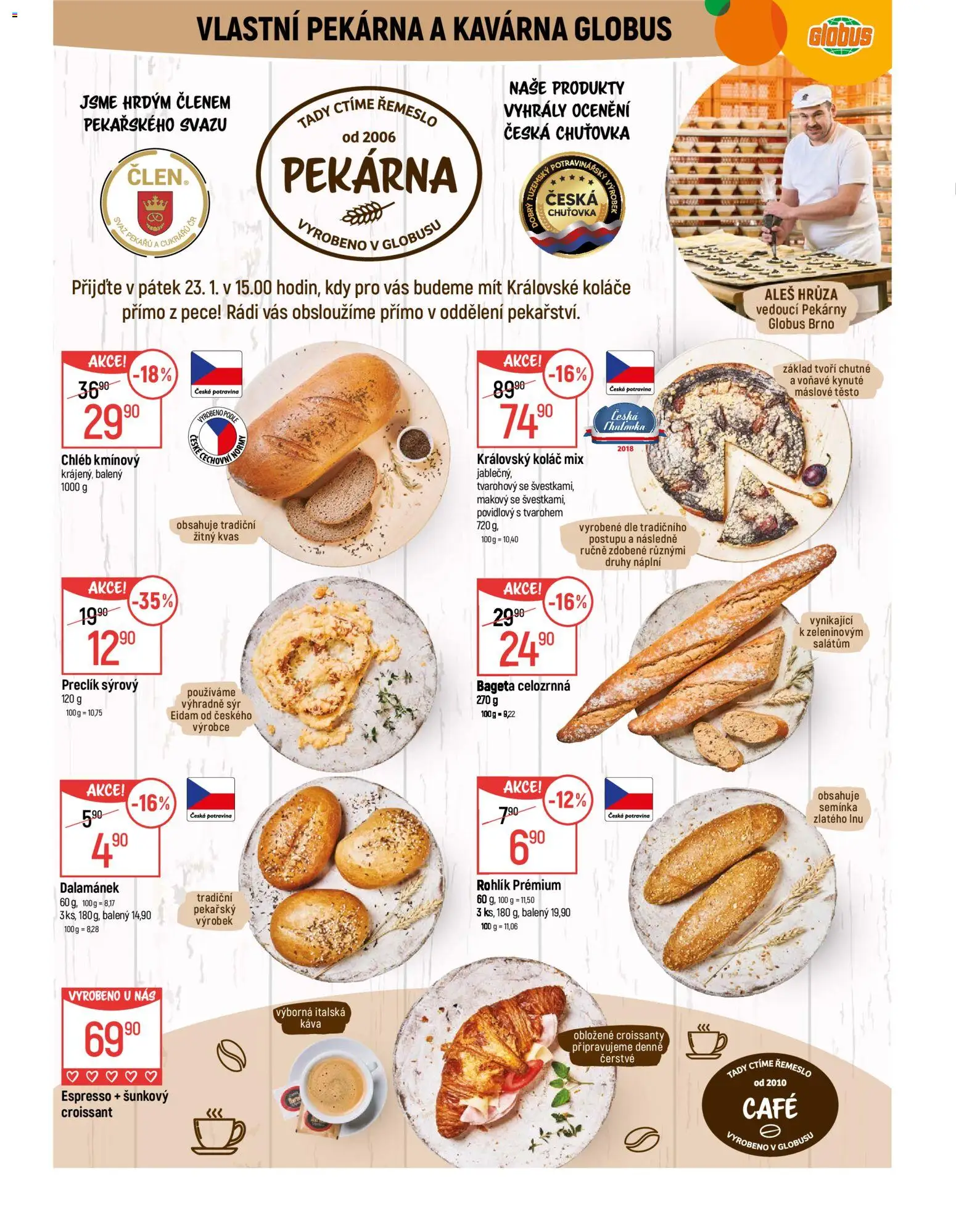 Globus leták - Brno od 21.01.2026 | Strana: 8 | Produkty: Káva, Rohlík, Eidam, Semínka