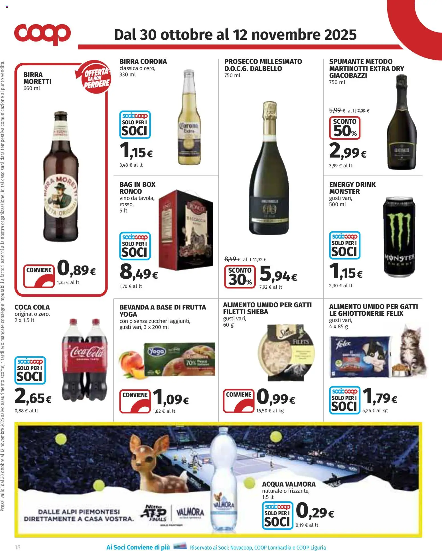 Volantino COOP del 30.10.2025 | Pagina: 18 | Prodotti: Birra, Acqua, Birra Moretti, Data