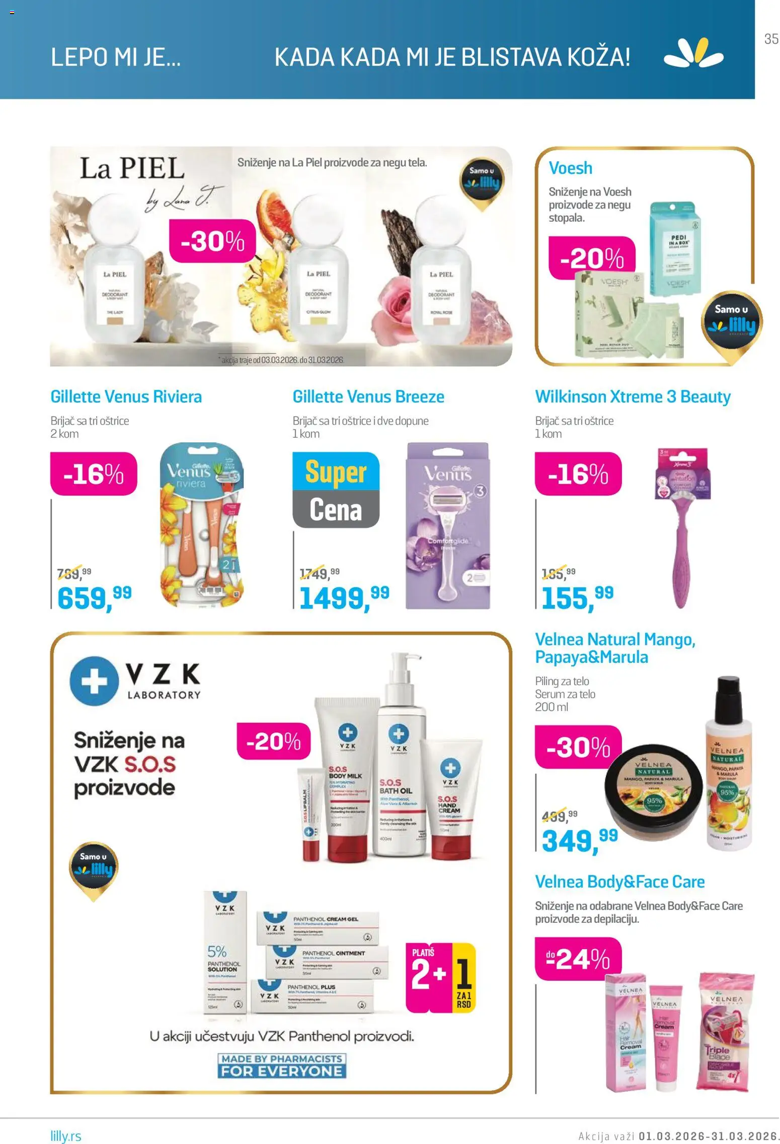 Lilly drogerie katalog - važi od 01.03.2026 | Strana: 35 | Proizvode: Gillette, Brijač, Piling