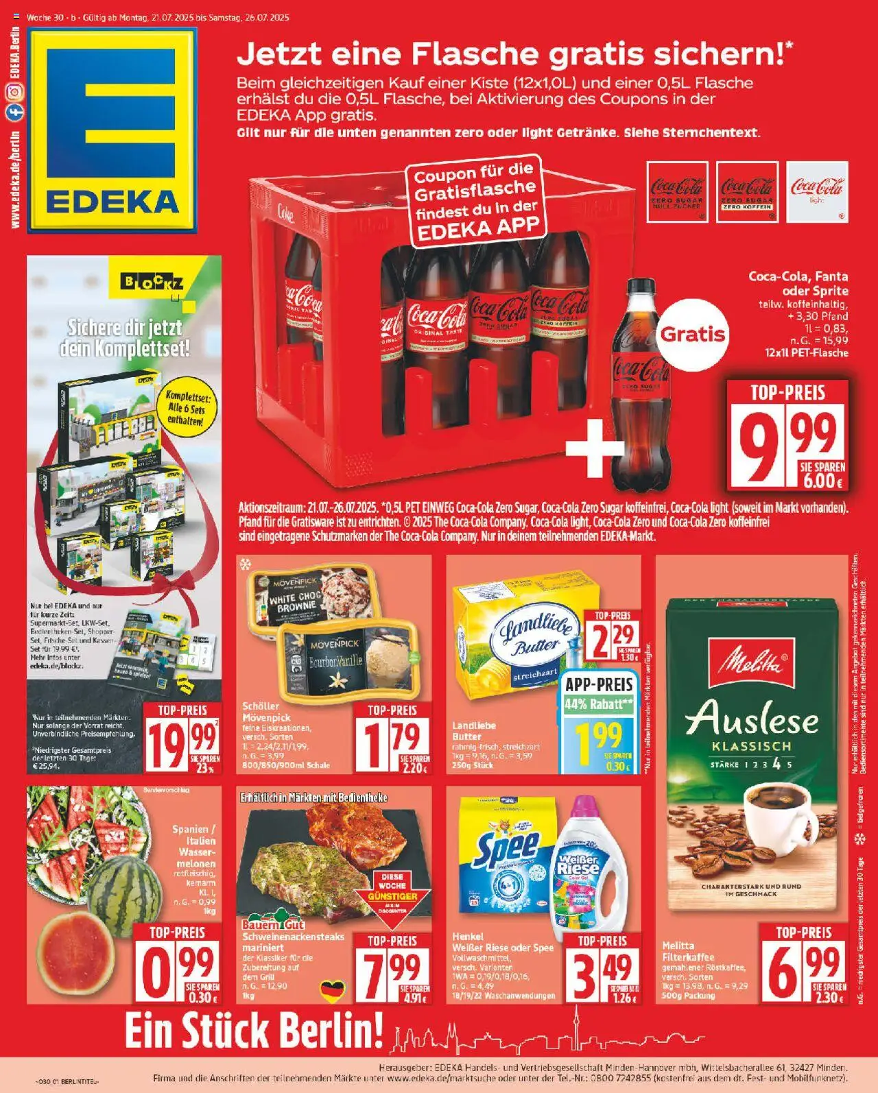 Edeka Prospekt 	 - gültig ab dem 21.07.2025 | Seite: 1 | Produkte: Fanta, Sprite, Butter, Landliebe butter