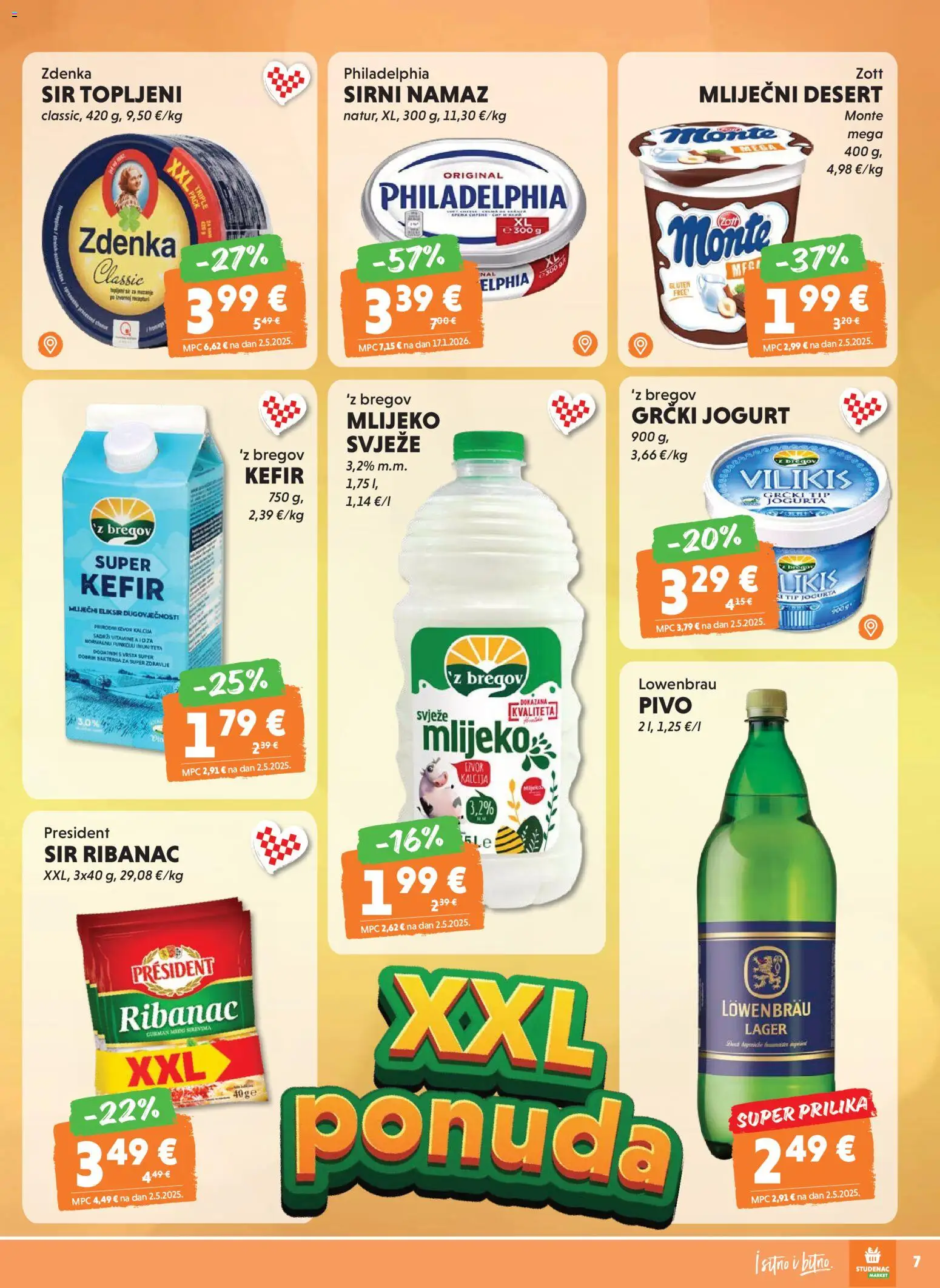 Studenac katalog | vrijedi od 18.03.2026 | Stranica: 7 | Proizvodi: Sir, Jogurt, Grčki jogurt, Kefir