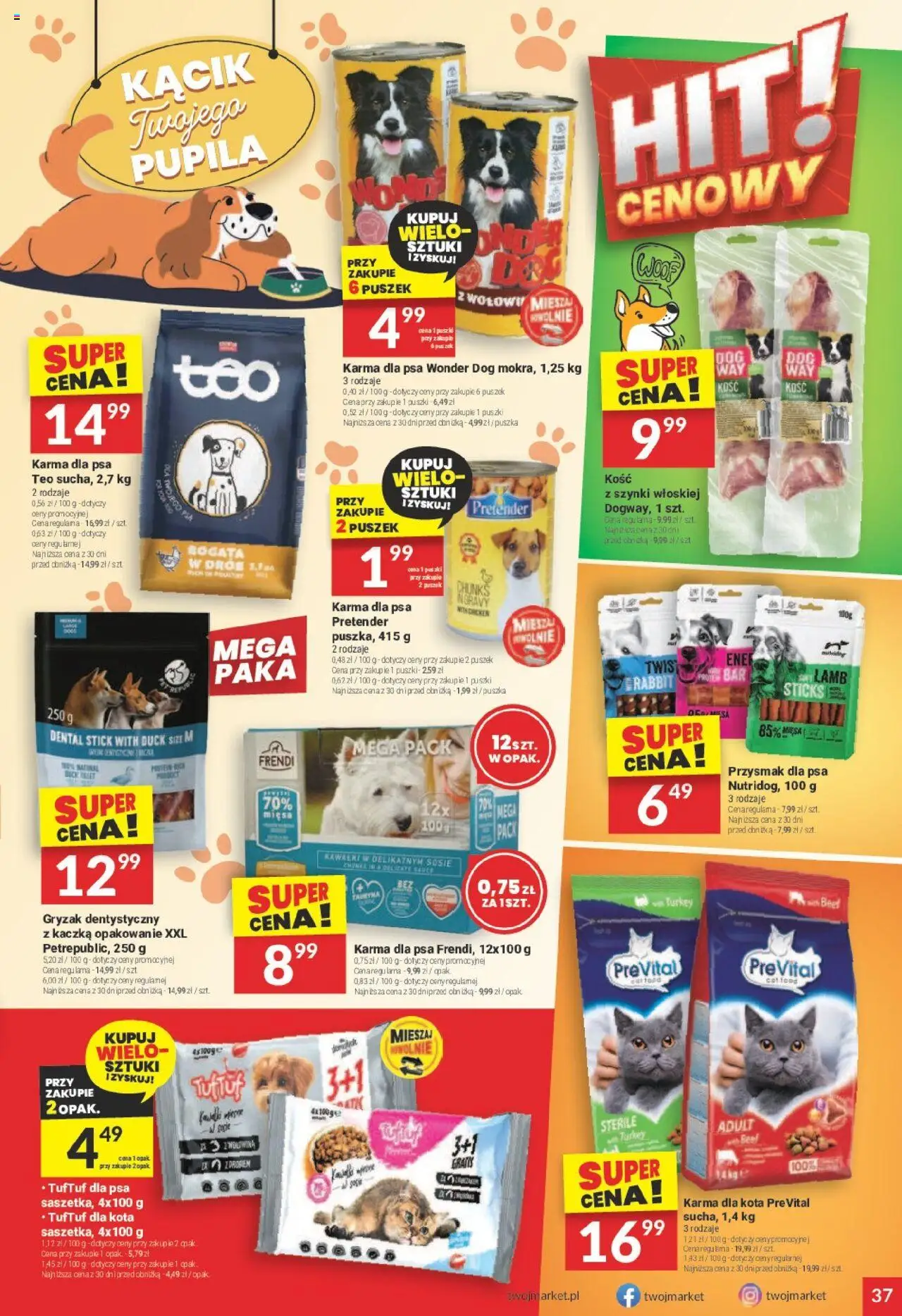 Twój Market Gazetka od 20.08.2025 | Strona: 37 | Produkty: Kaczka, Por, Karma dla kota, Karma dla psa
