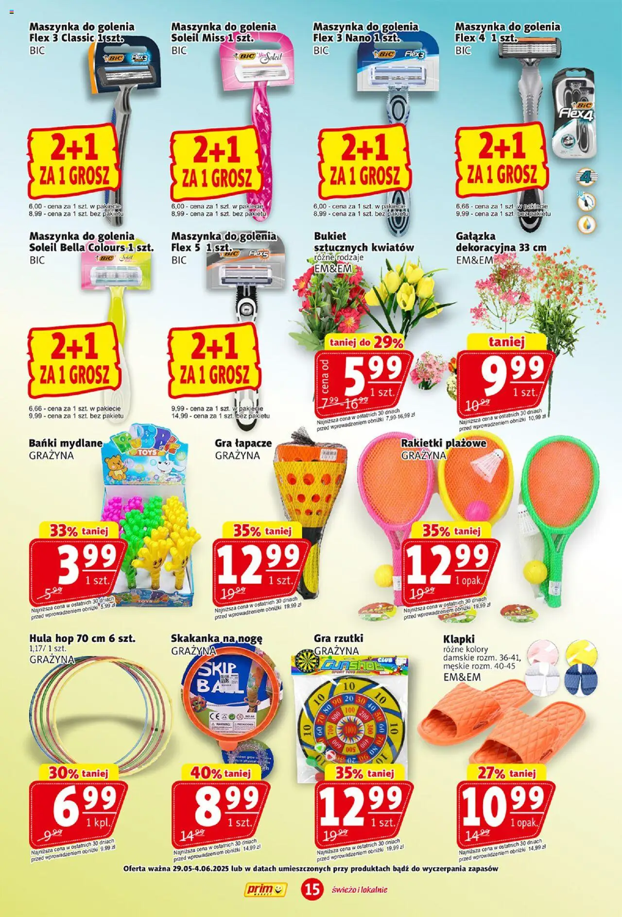 Prim Market Gazetka od 29.05.2025 | Strona: 15 | Produkty: Klapki, Gra, Maszynka do golenia, Klapki damskie