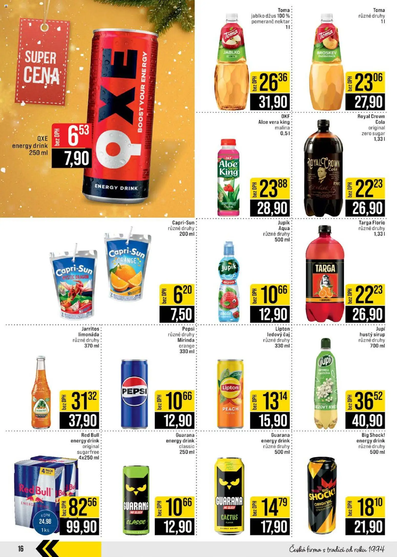 Jip leták - Cash & Carry od 24.12.2025 | Strana: 16 | Produkty: Džus, Čaj, Aloe vera, Energy drink