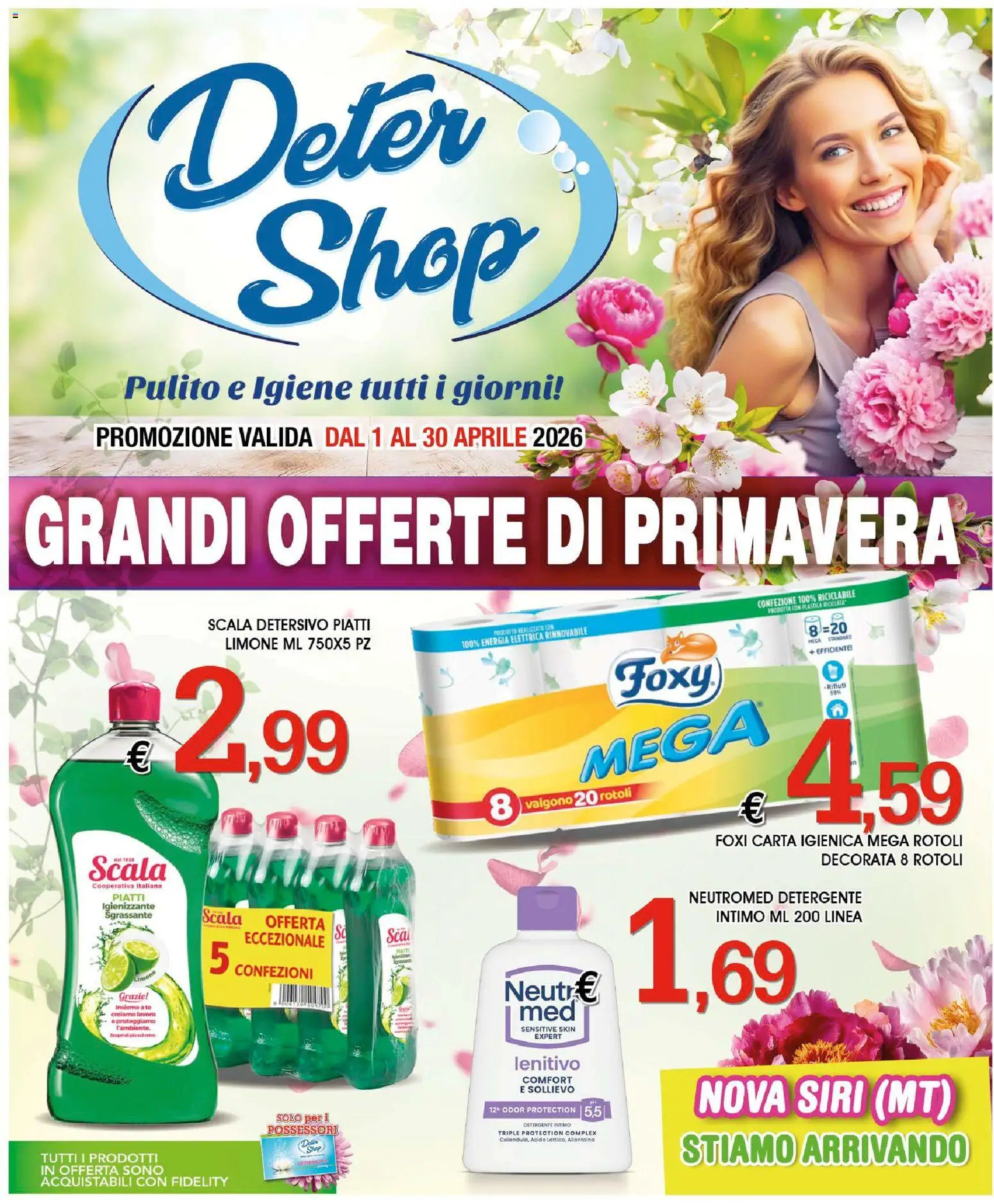 Volantino Deter Shop del 01.04.2026 | Pagina: 1 | Prodotti: Detergente, Intimo, Limone, Scala
