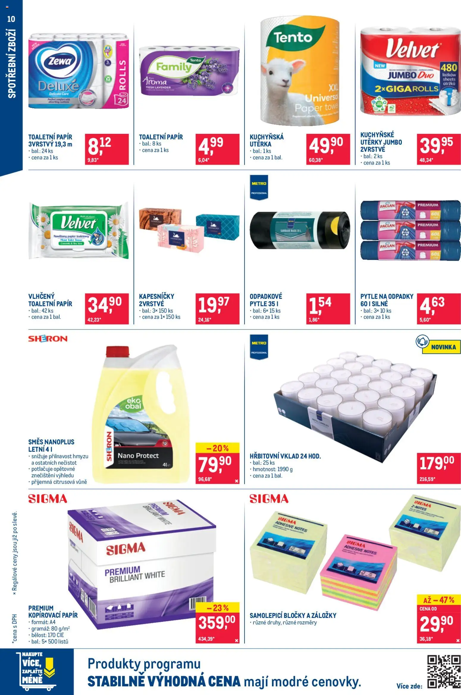 Makro leták - Nepotravinové zboží od 22.04.2026 | Strana: 10 | Produkty: Utěrky, Zewa, Velvet, Toaletní papír 3vrstvý