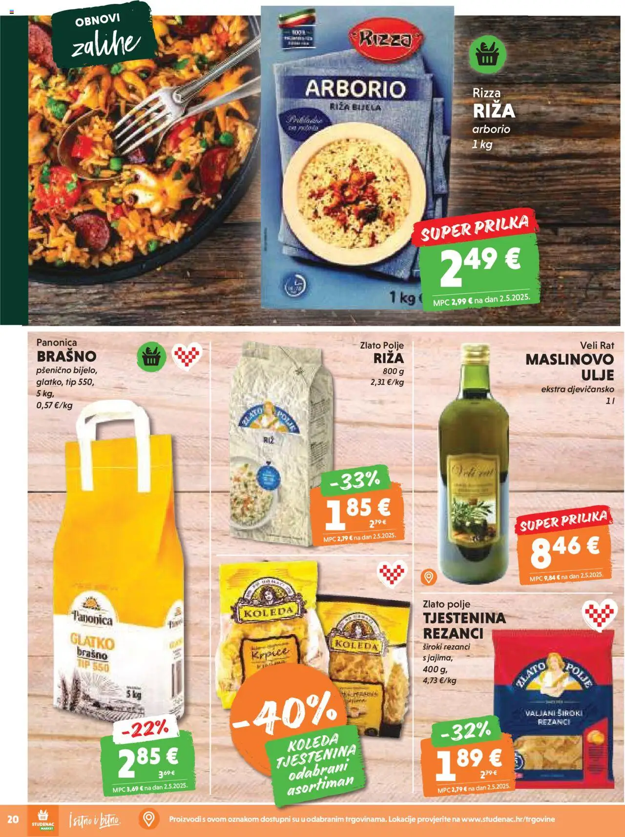 Studenac katalog | vrijedi od 15.10.2025 | Stranica: 20 | Proizvodi: Ulje, Riža, Rezanci, Brašno