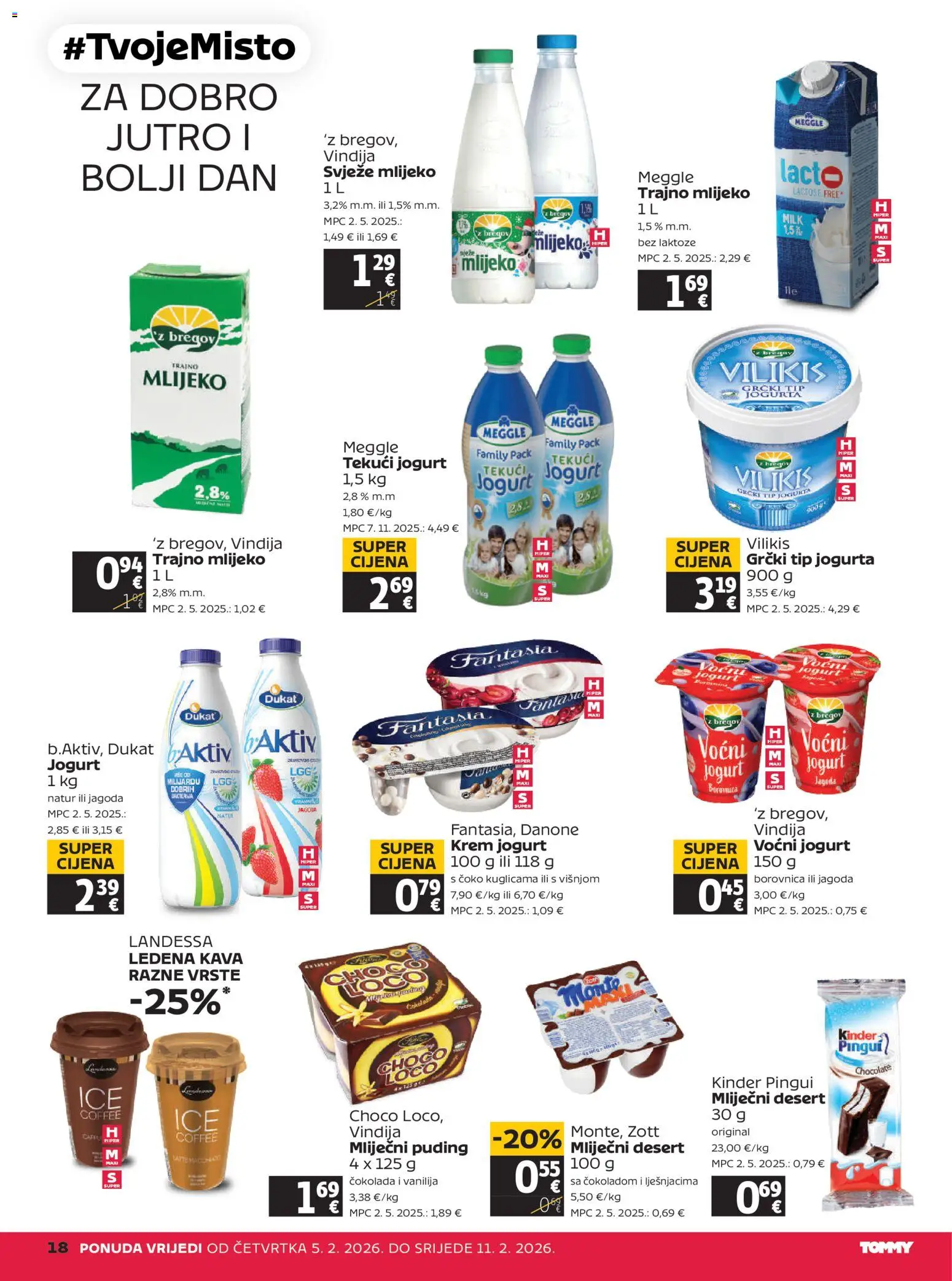 Tommy katalog | vrijedi od 05.02.2026 | Stranica: 18 | Proizvodi: Vindija, Voćni jogurt, Trajno mlijeko, Borovnica