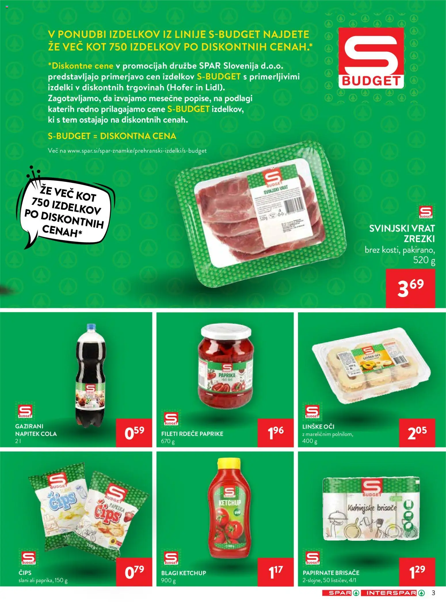 Novi Spar katalog ponudbe – veljaven od 08.04.2026 | Stran: 3 | Izdelki: Paprika, Papirnate brisače, Zrezki, Cips