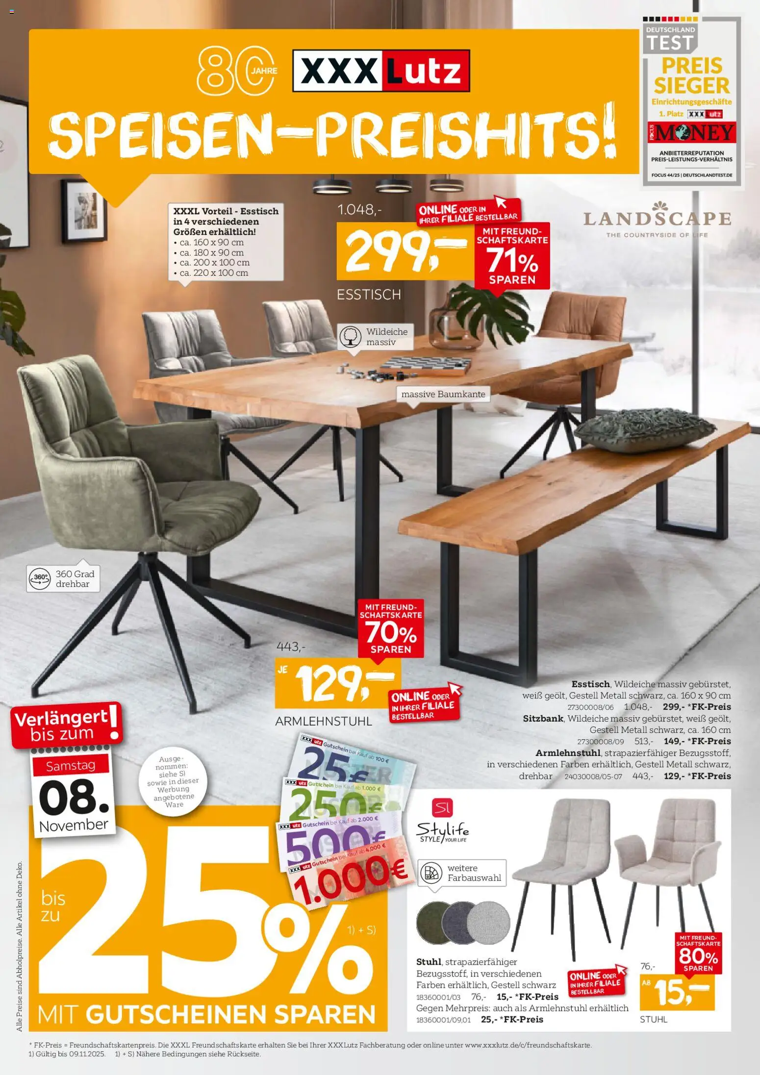 XXXL Lutz Speisen-Preishits! – gültig ab 26.10.2025 | Seite: 1 | Produkte: Esstisch, Stuhl