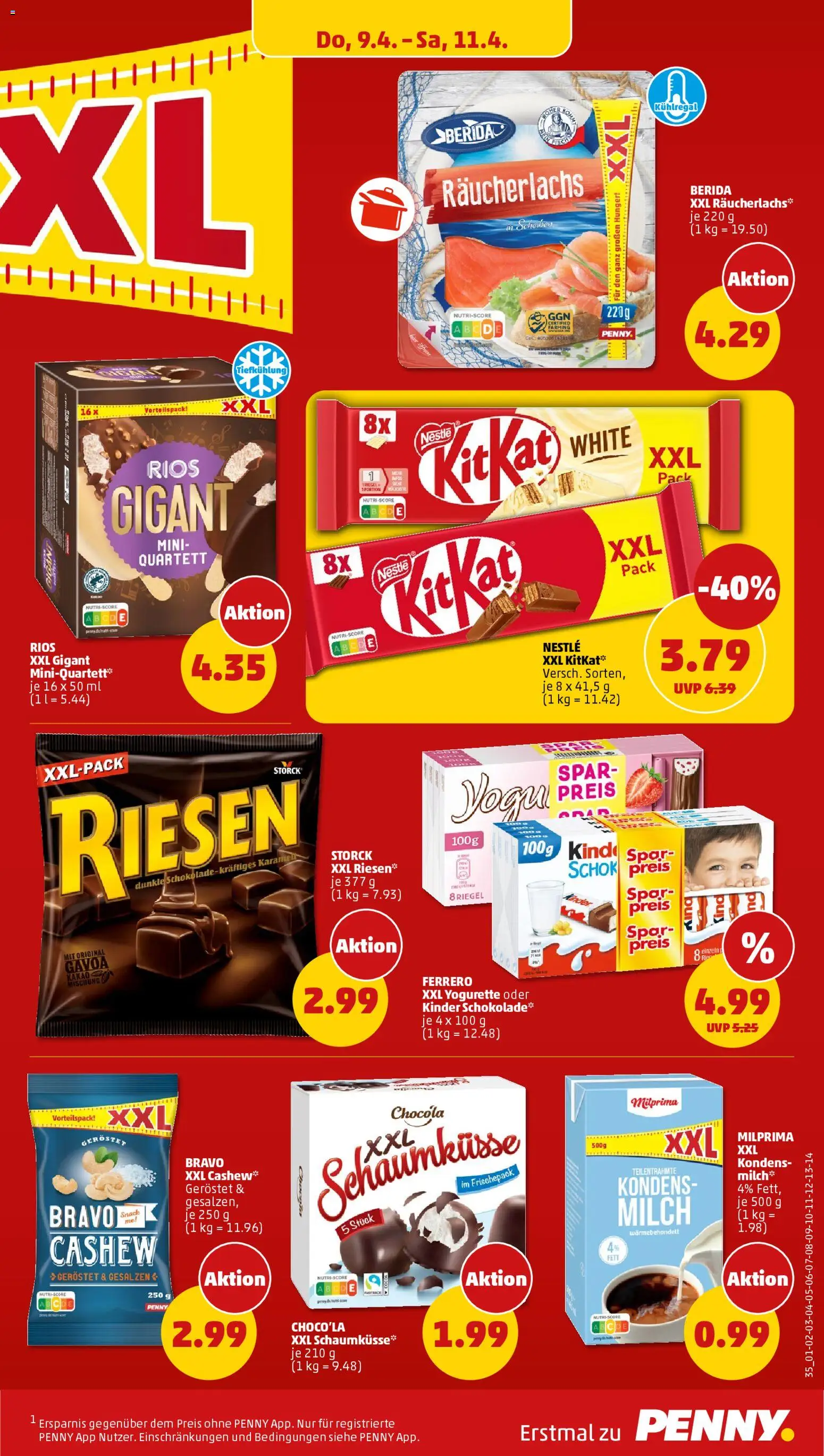 Penny Prospekt 	 – gültig ab 07.04.2026 | Seite: 35 | Produkte: Kinder schokolade, Milch, Yogurette, Räucherlachs