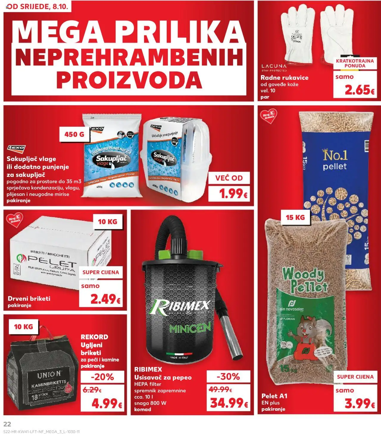Kaufland katalog | vrijedi od 08.10.2025 | Stranica: 22 | Proizvodi: Usisavač, Drveni briketi, Rukavice, Briketi