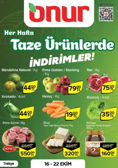 16.10.2025 tarihinden itibaren geçerli olan Onur Market kataloğu önizlemesi