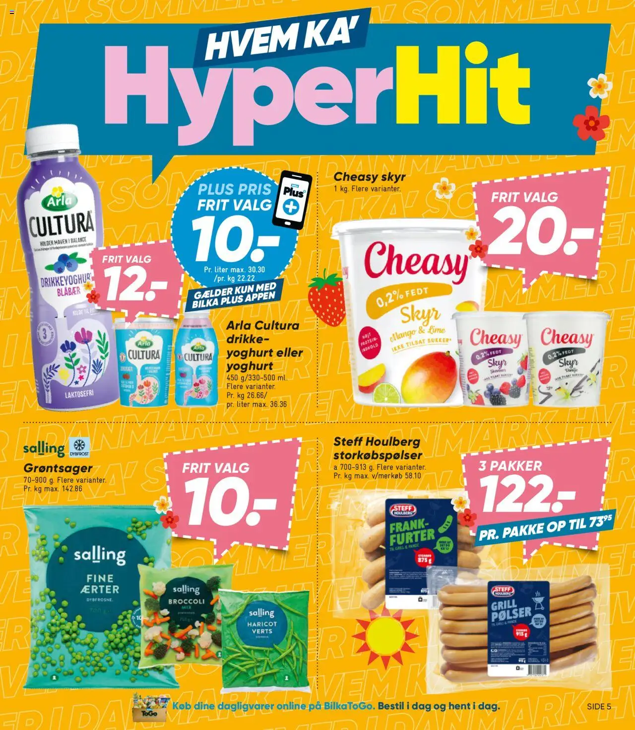 Bilka Tilbudsavis gyldig fra 04.07.2025 | Side: 5 | Produkter: Pølser, Skyr, Broccoli, Lime