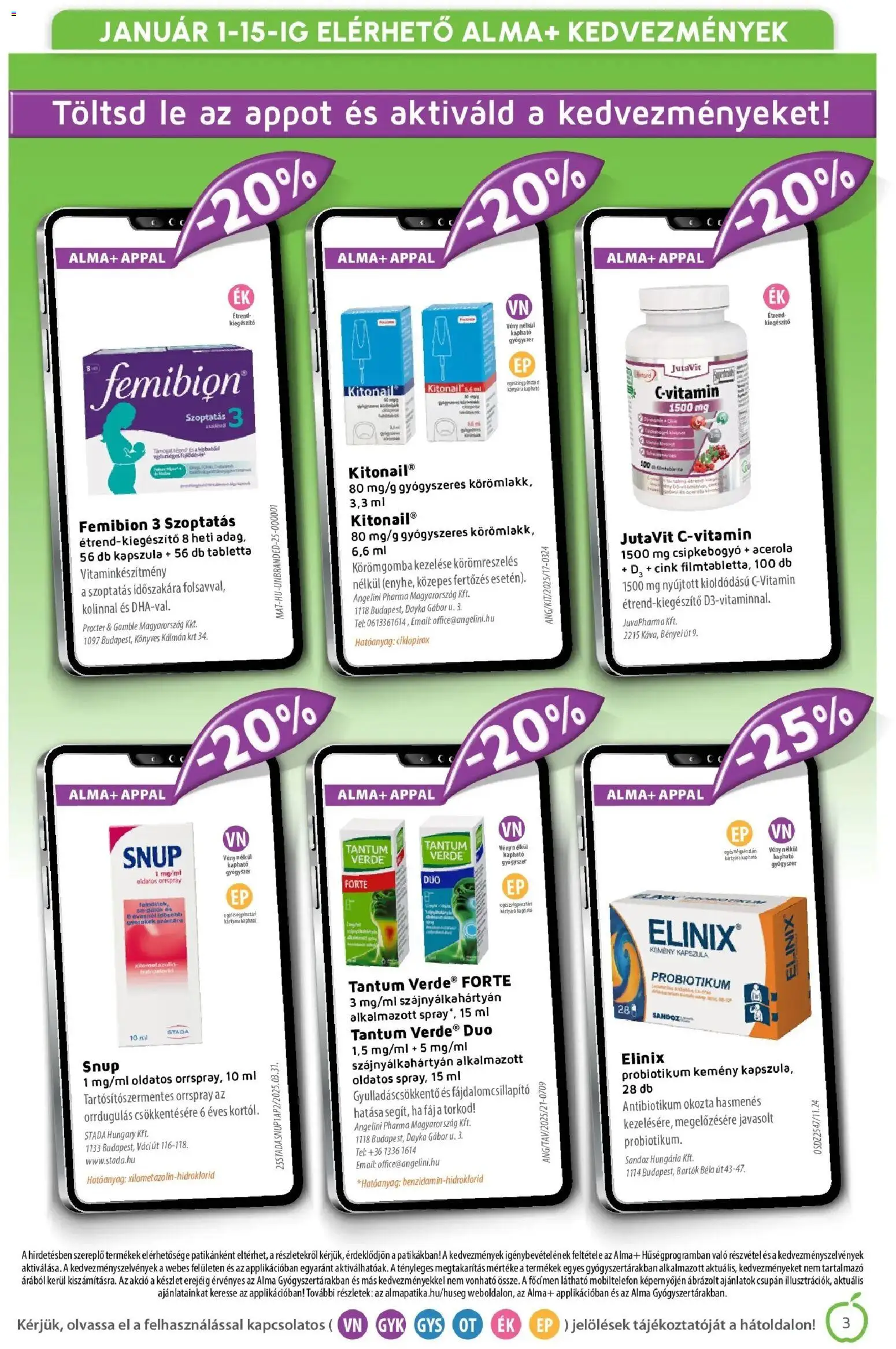 Alma Gyógyszertárak akciós ujság - amely érvényes a következő dátumtól: 31.12.2025 | Oldal: 3 | Termékek: Alma