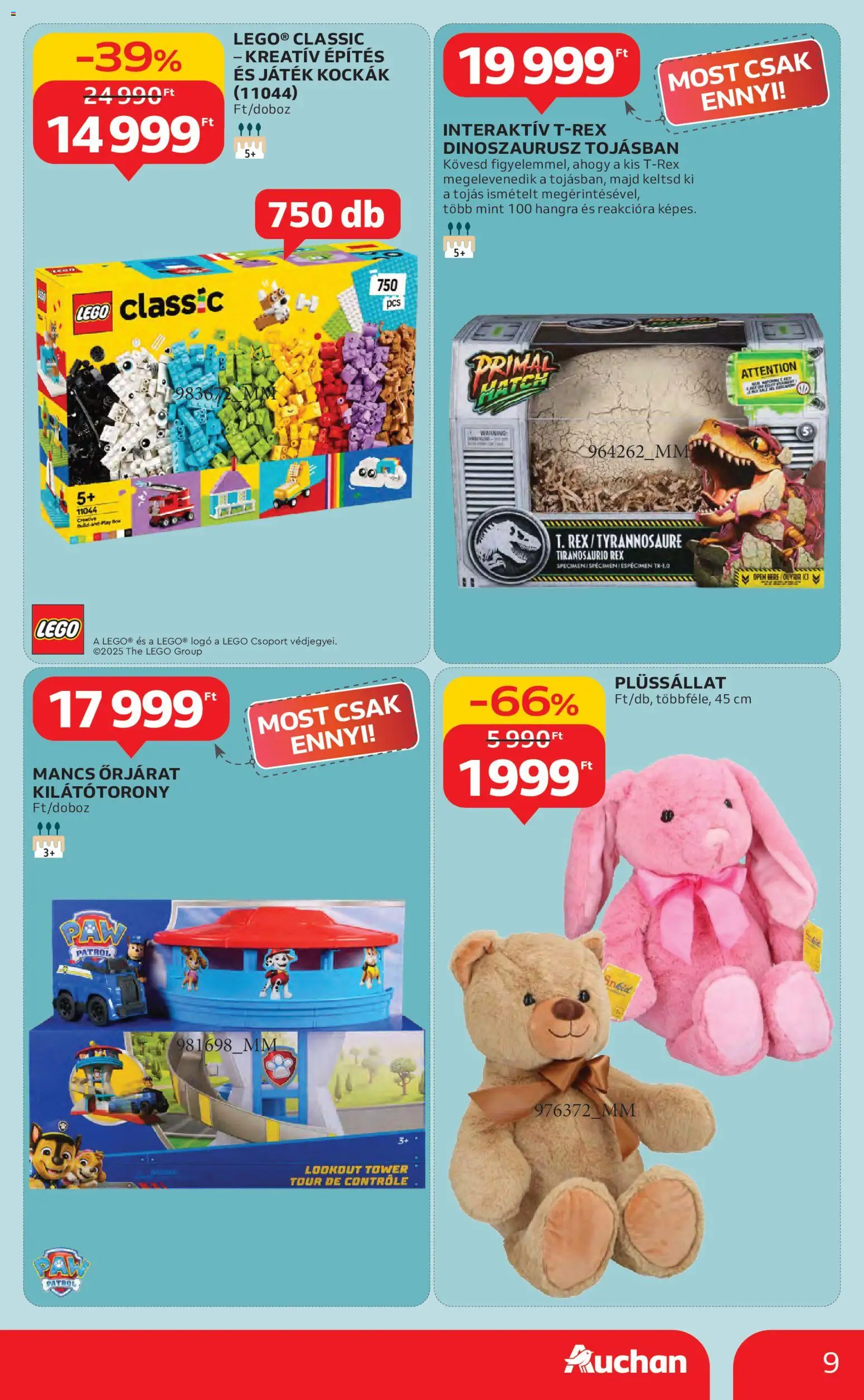 Auchan akciós ujság - amely érvényes a következő dátumtól: 06.11.2025 | Oldal: 9 | Termékek: Játék, Tojás