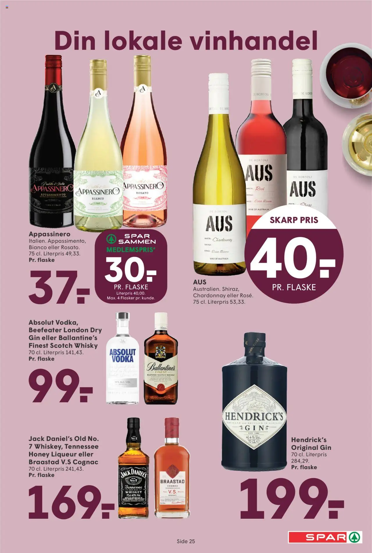 Spar tilbudsavis – gyldig fra 12.09.2025 | Side: 25 | Produkter: Gin, Vodka, Whisky, Bord