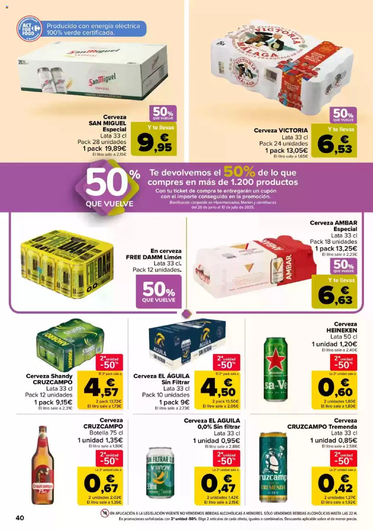 Carrefour folleto │ válido desde el 09.06.2025 | Página: 40 | Productos: Cerveza, Té, Σπανάκι