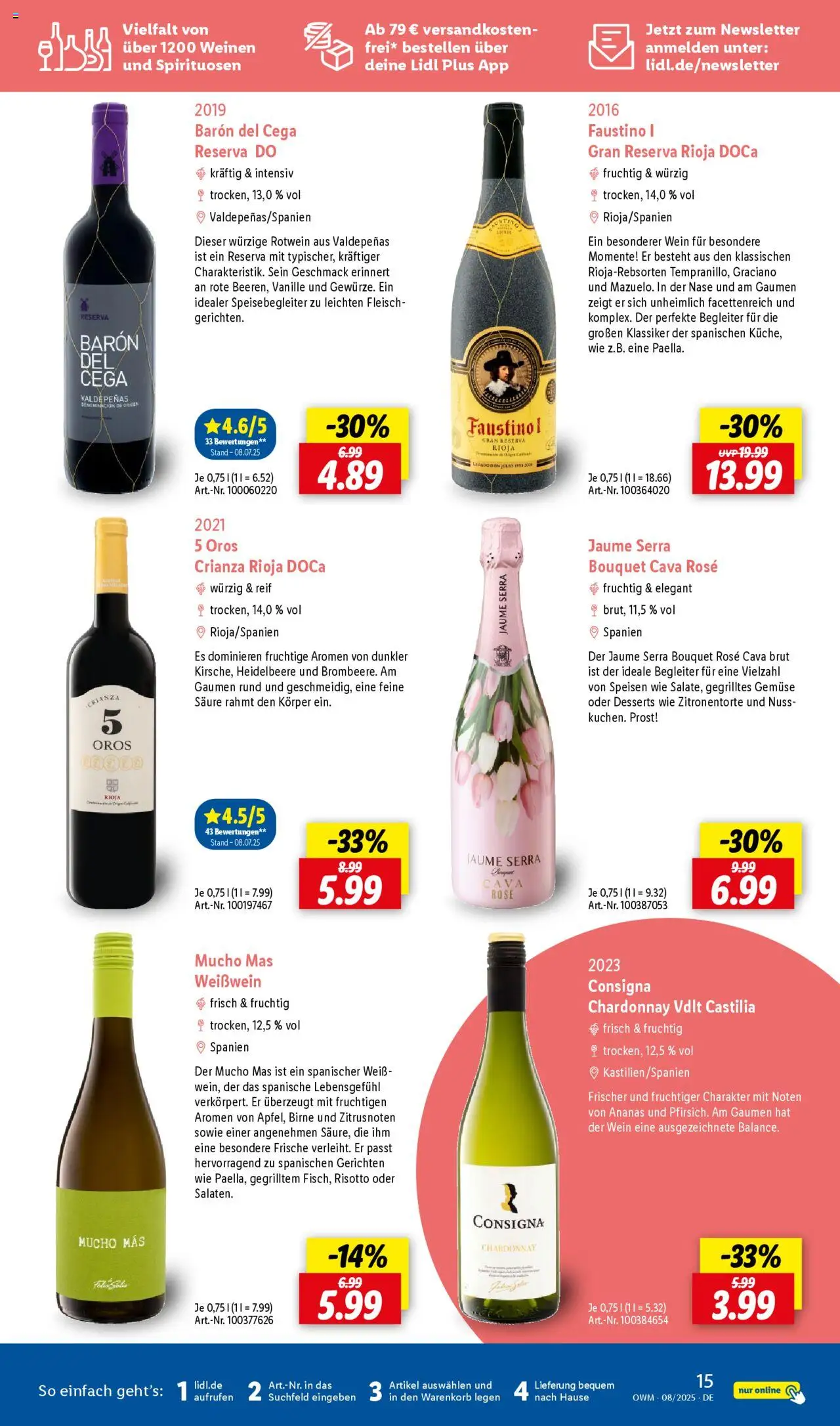Lidl - Wein & Spirituosen im Onlineshop - gültig ab dem 01.08.2025 | Seite: 15 | Produkte: Rotwein, Ananas, Gemüse, Birne