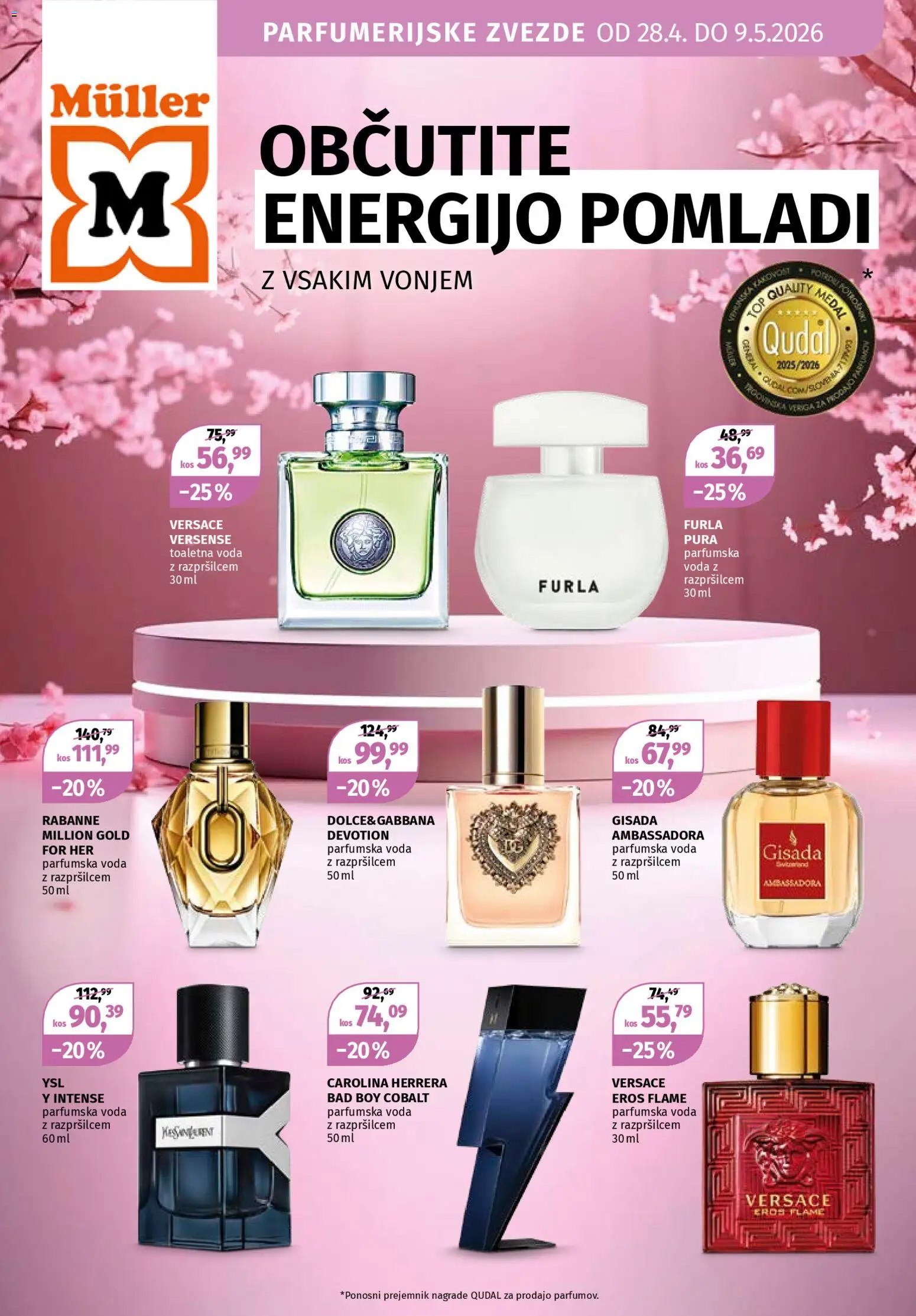 Novi Müller katalog ponudbe – veljaven od 28.04.2026 | Stran: 1 | Izdelki: Kos, Voda, Toaletna voda, Parfumska voda