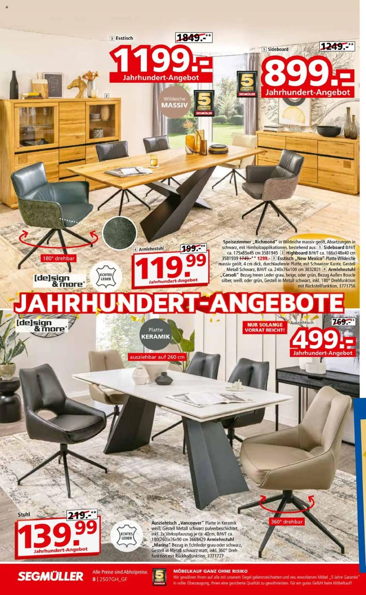 Segmüller Highlight - gültig ab dem 19.07.2025 | Seite: 12 | Produkte: Sideboard, Esstisch, Stuhl
