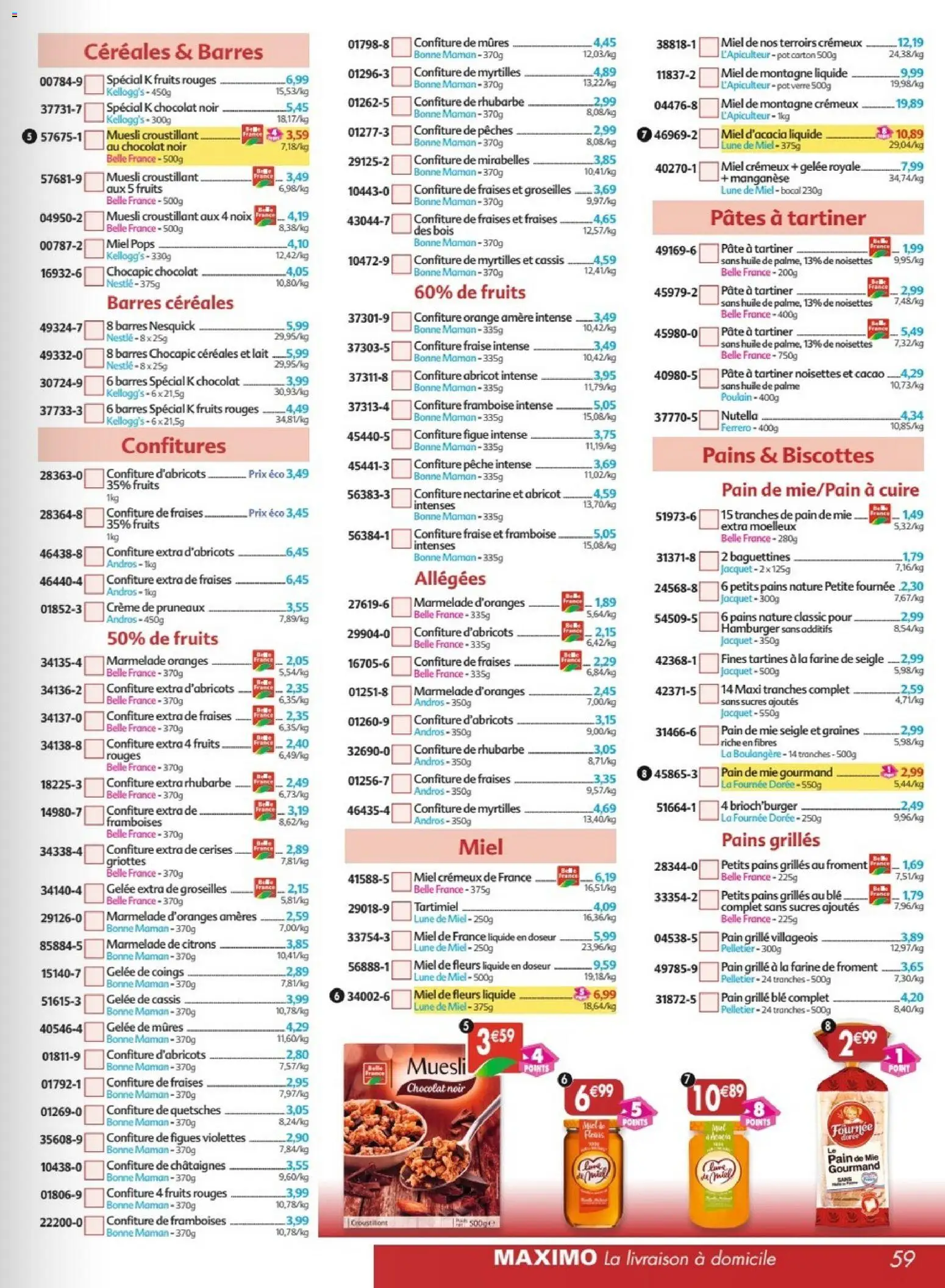 {H1} | Page: 59 | Produits: Cerises, Marmelade, Pain, Oranges