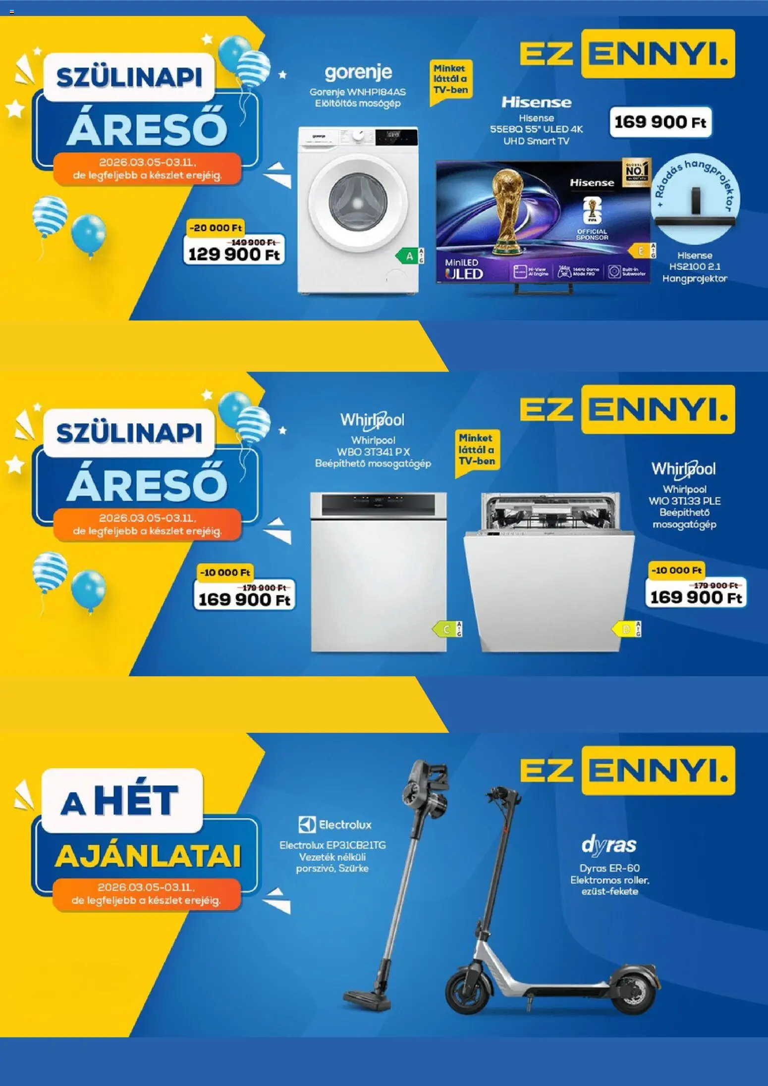 Euronics akciós ujság - amely érvényes a következő dátumtól: 05.03.2026 | Oldal: 1 | Termékek: Mosógép, Mosogatógép, TV, Smart tv