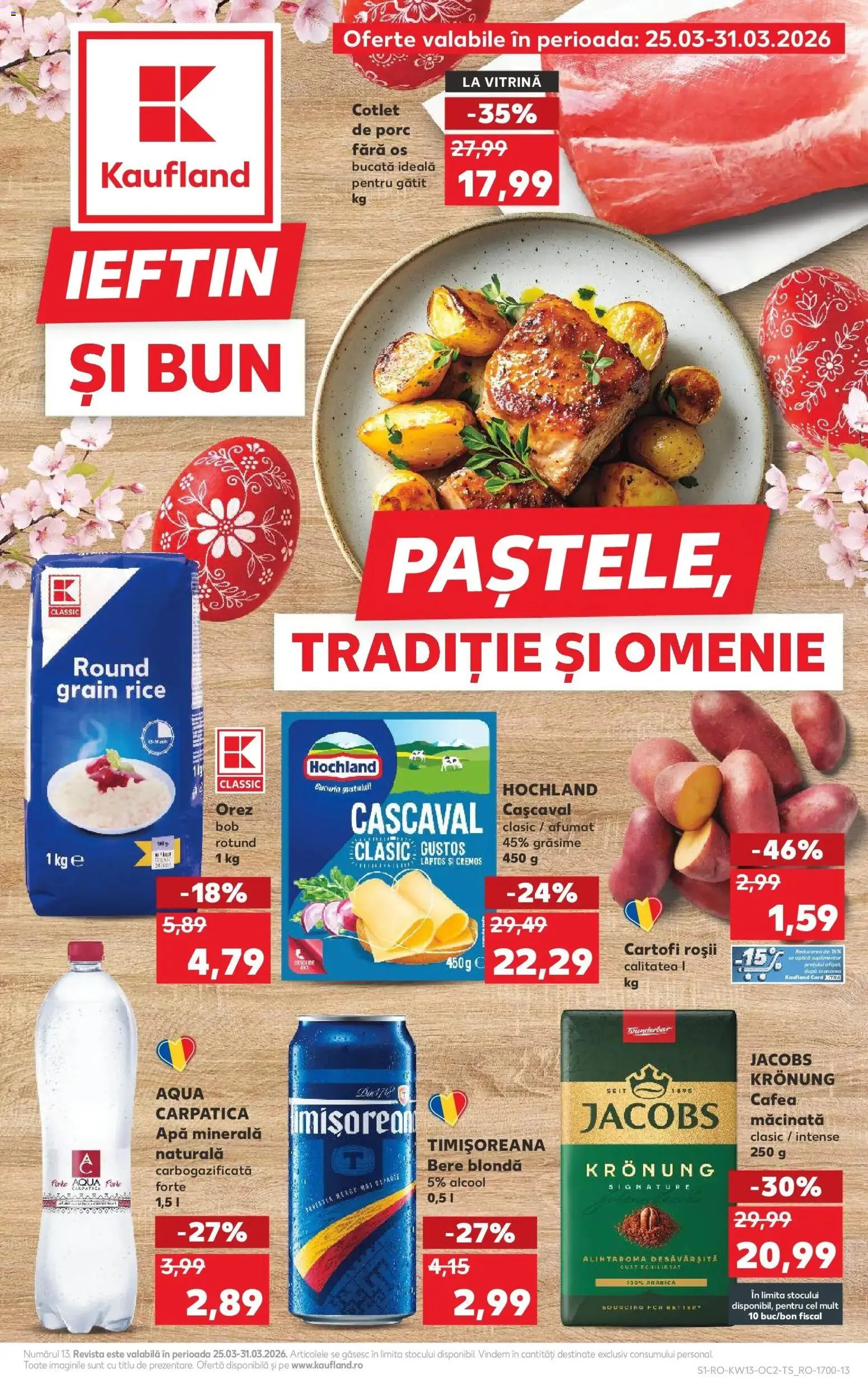 Noul catalog Kaufland – valabil de la 25.03.2026 | Pagină: 1 | Produse: Cafea, Bere, Orez, Apă