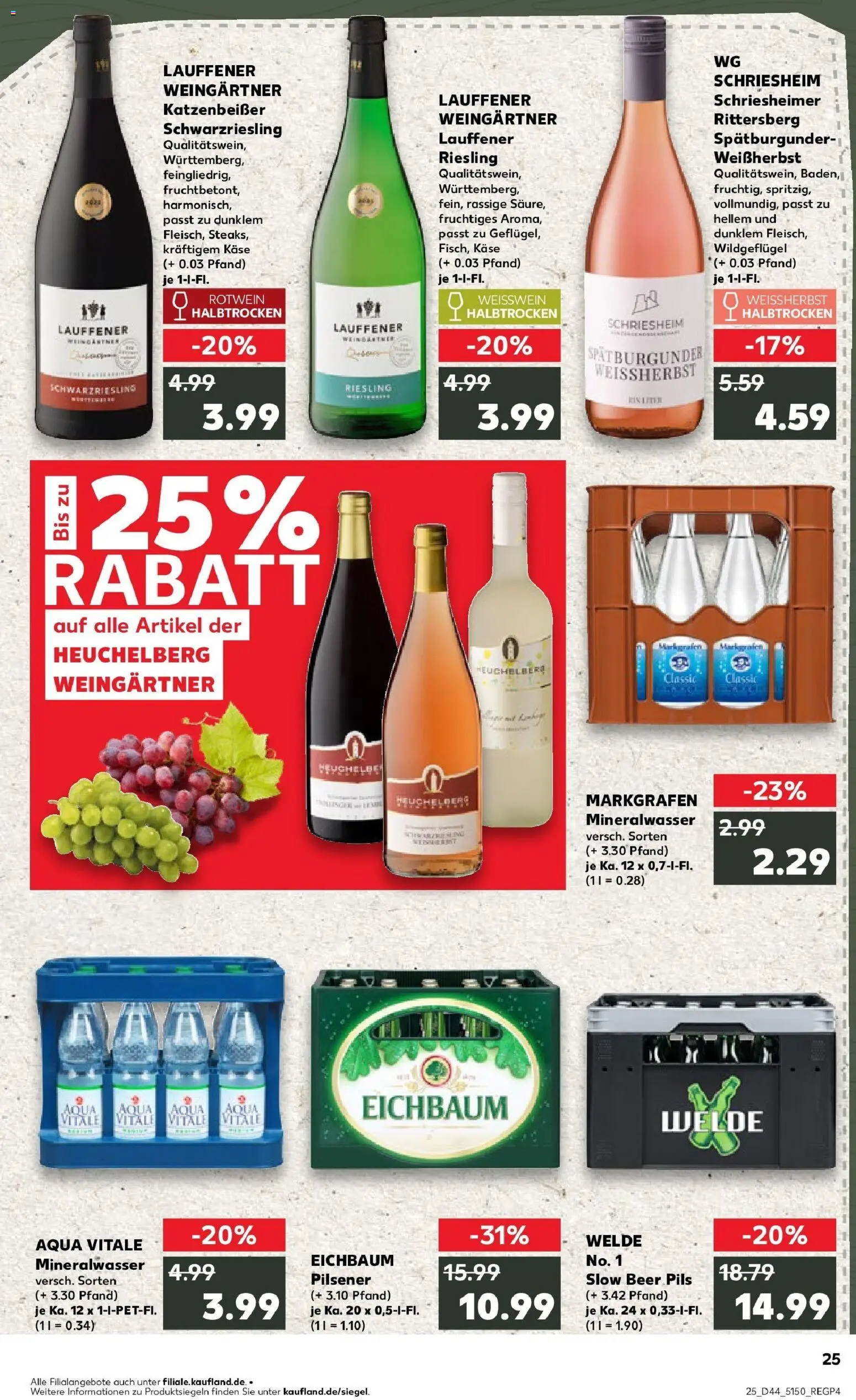 Kaufland prospekt Eberbach	 – gültig ab 30.10.2025 | Seite: 25 | Produkte: Weißwein, Rotwein, Pils, Mineralwasser