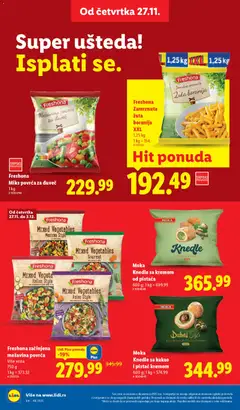 Freshona začinjena mešavina povrća, Više vrsta, 750 g, 1 kg = 373.32 - pregled Lidl kataloga - važi od 27.11.2025 | Strana: 24 | Proizvode: Boranija, Knedle