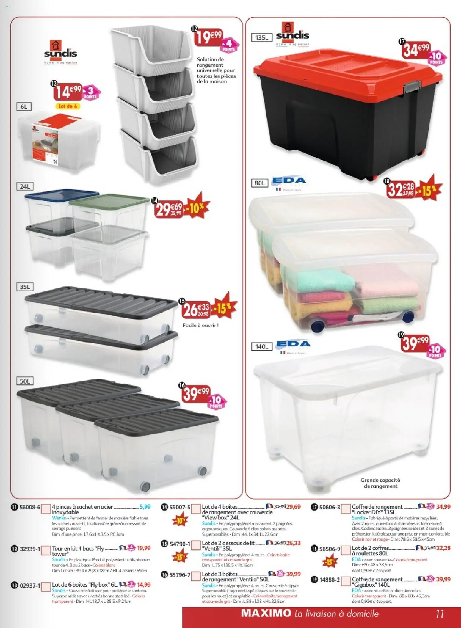 {H1} | Page: 11 | Produits: Pinces, Lit, Prise, Coffre de rangement