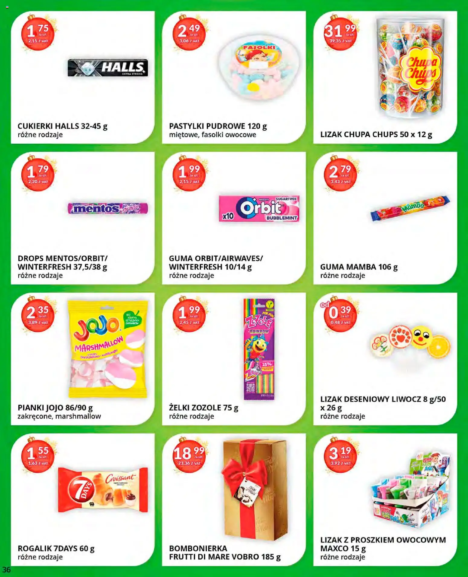 Eurocash Gazetka od 15.12.2025 | Strona: 36 | Produkty: Żelki, Pianki, Frutti di Mare, Cukierki