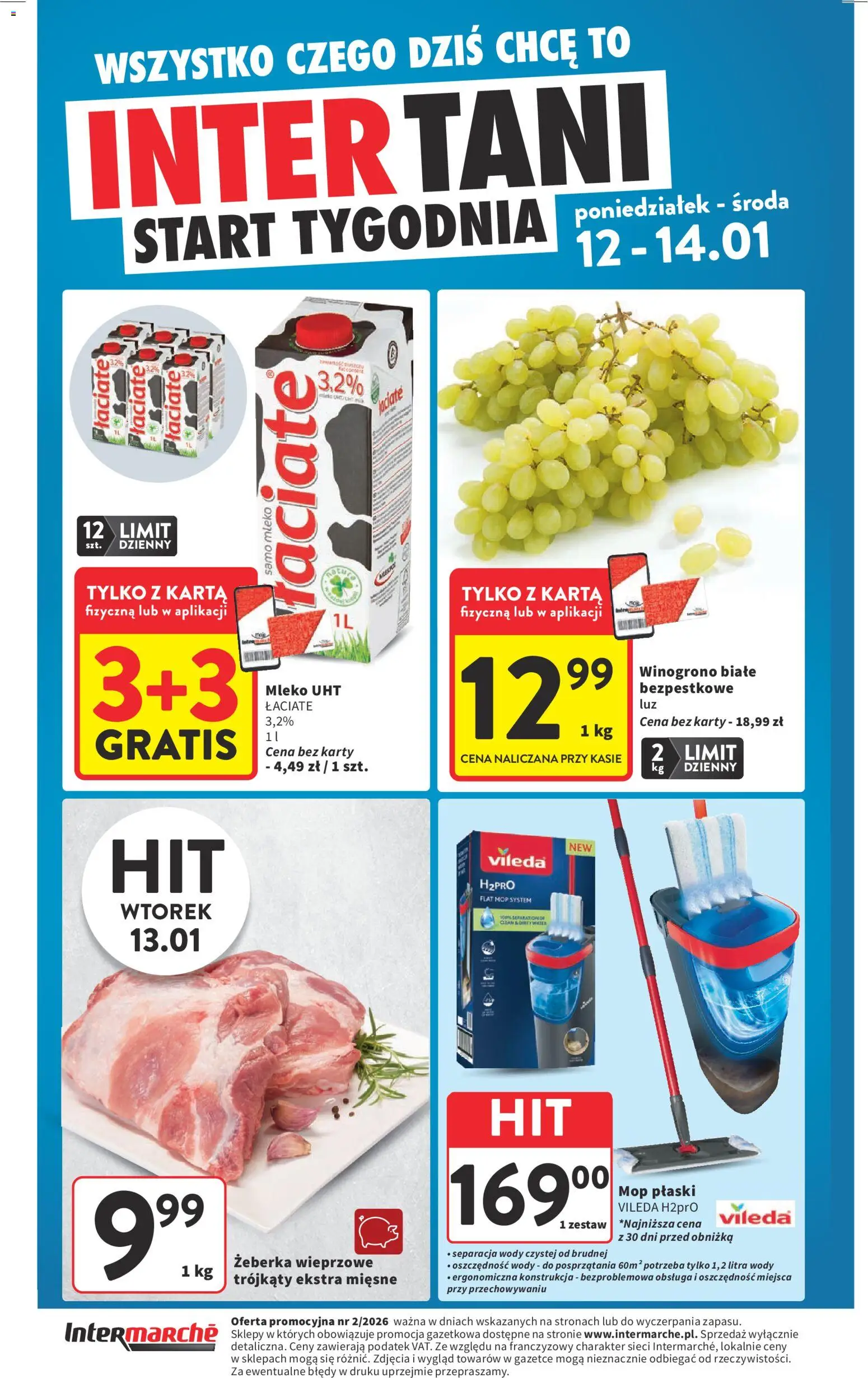 Intermarche Gazetka od 08.01.2026 | Strona: 44 | Produkty: Karta, Winogrono, Mleko, Vileda