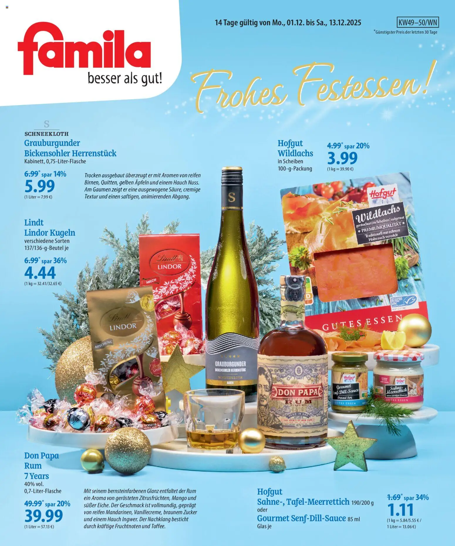 Famila Prospekt 	 – gültig ab 30.11.2025 | Seite: 1 | Produkte: Rum, Zucker, Mango, Sahne